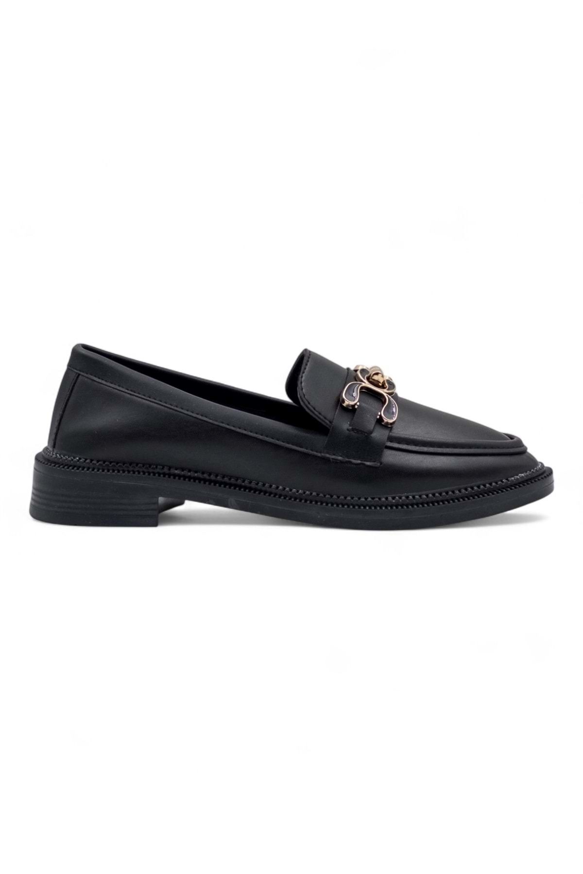 Atölye ATÖLYE TOKALI GÜNLÜK KADIN LOAFER AYAKKABI SİYAH