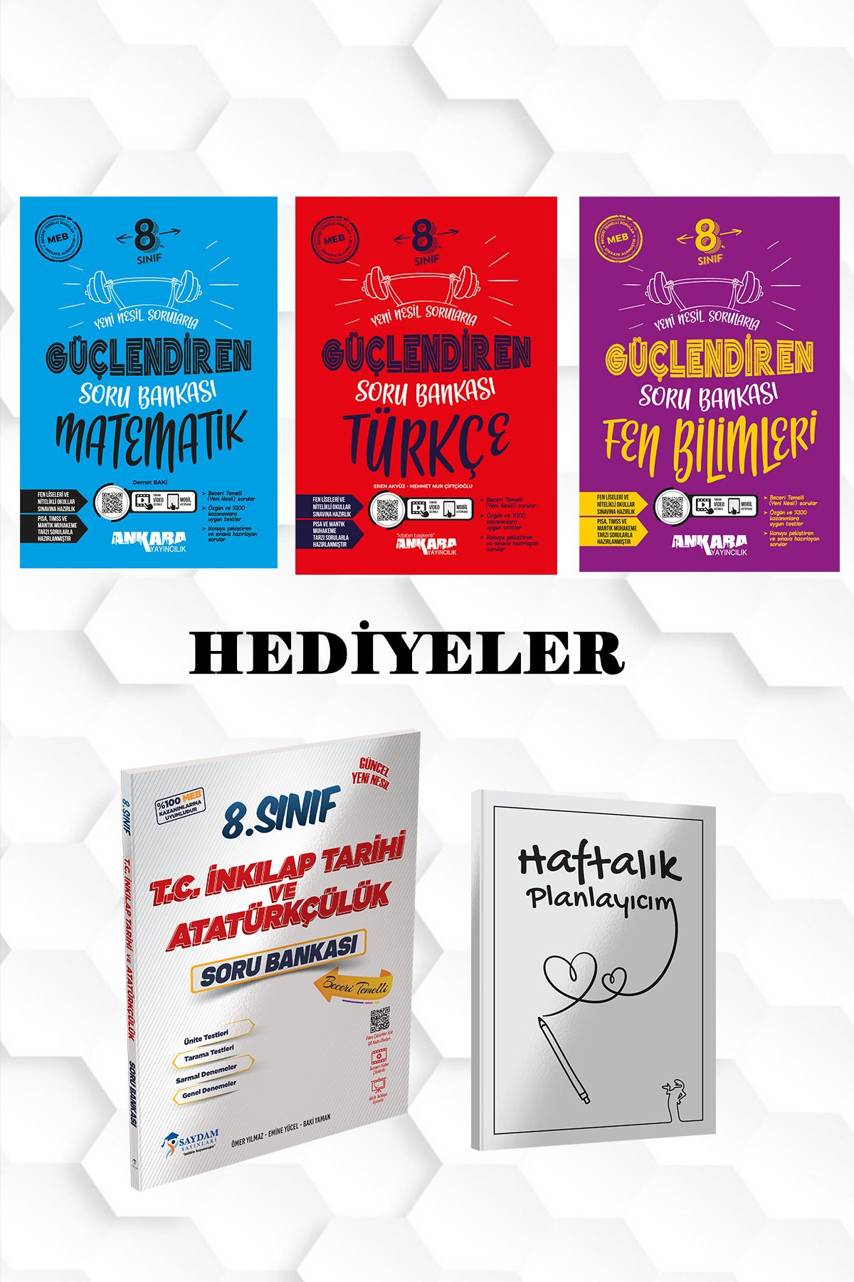 Saydam Yayınları ANKARA YAY-MATEMATİK,TÜRKÇE,FEN BİLİMLERİ GÜÇLENDİREN SORU BANKALARI VE SAYDAM İNKILAP SORU B.