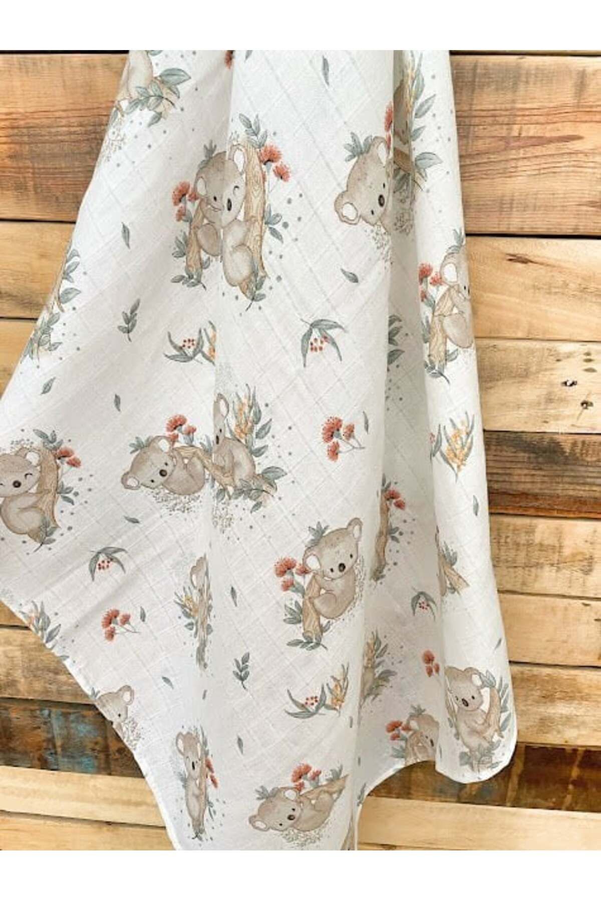 Derin Boutique Shop Koala Desenli Müslin Tek Kat Örtü