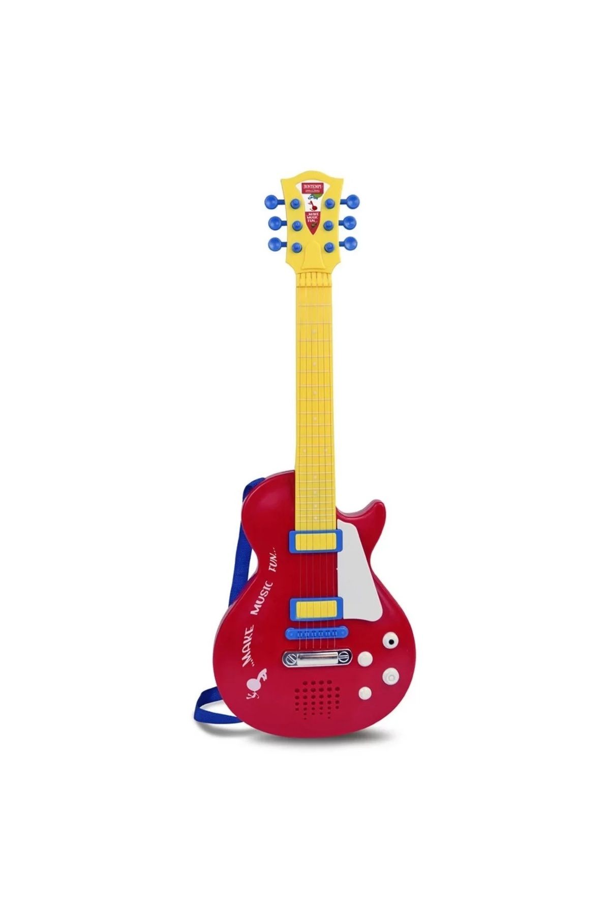 Muhcu Home Çocuk Fonksiyonlu Elektronik Tuşlu ve Telli Askılı Kırmızı Gitar 56 cm