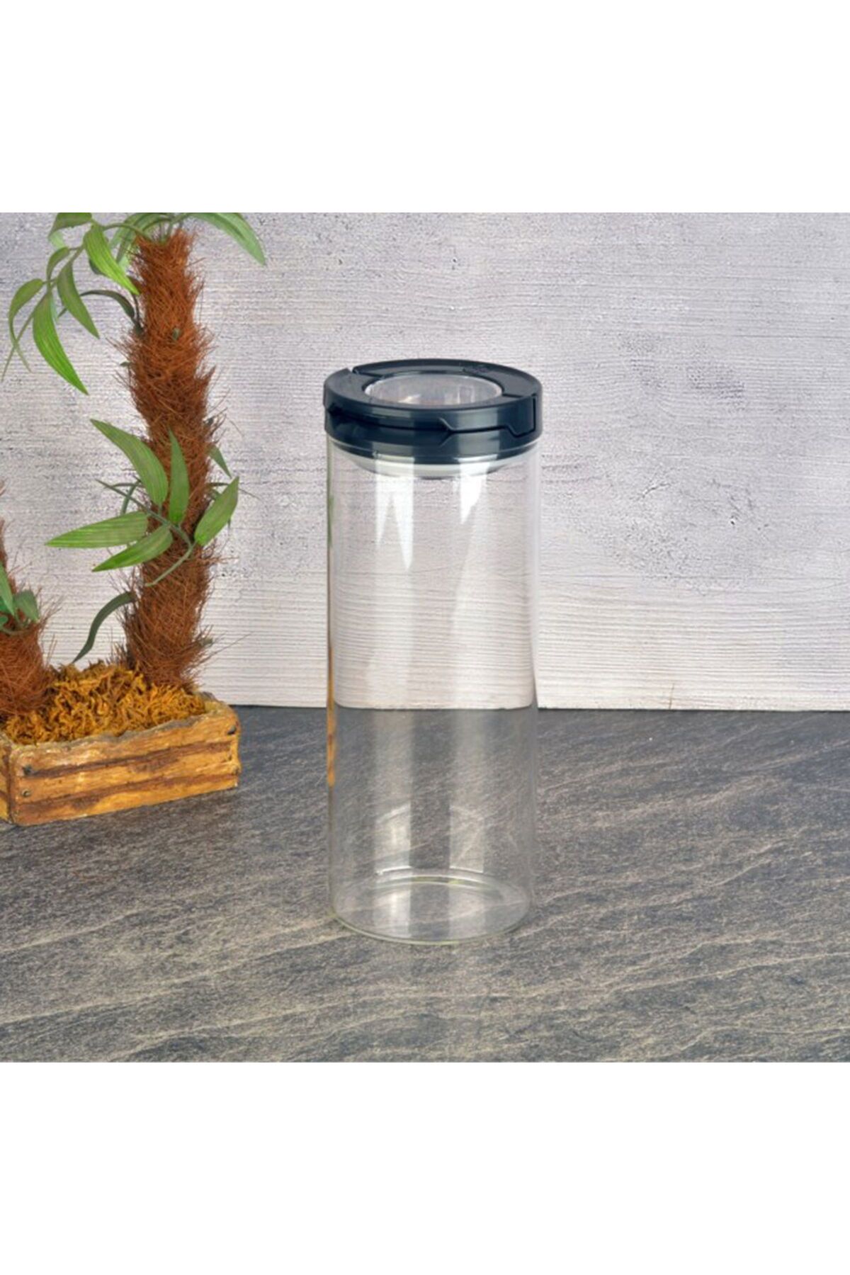 MATMEL Vakumlu Cam Kavanoz - Şeffaf / Siyah - 800 ml