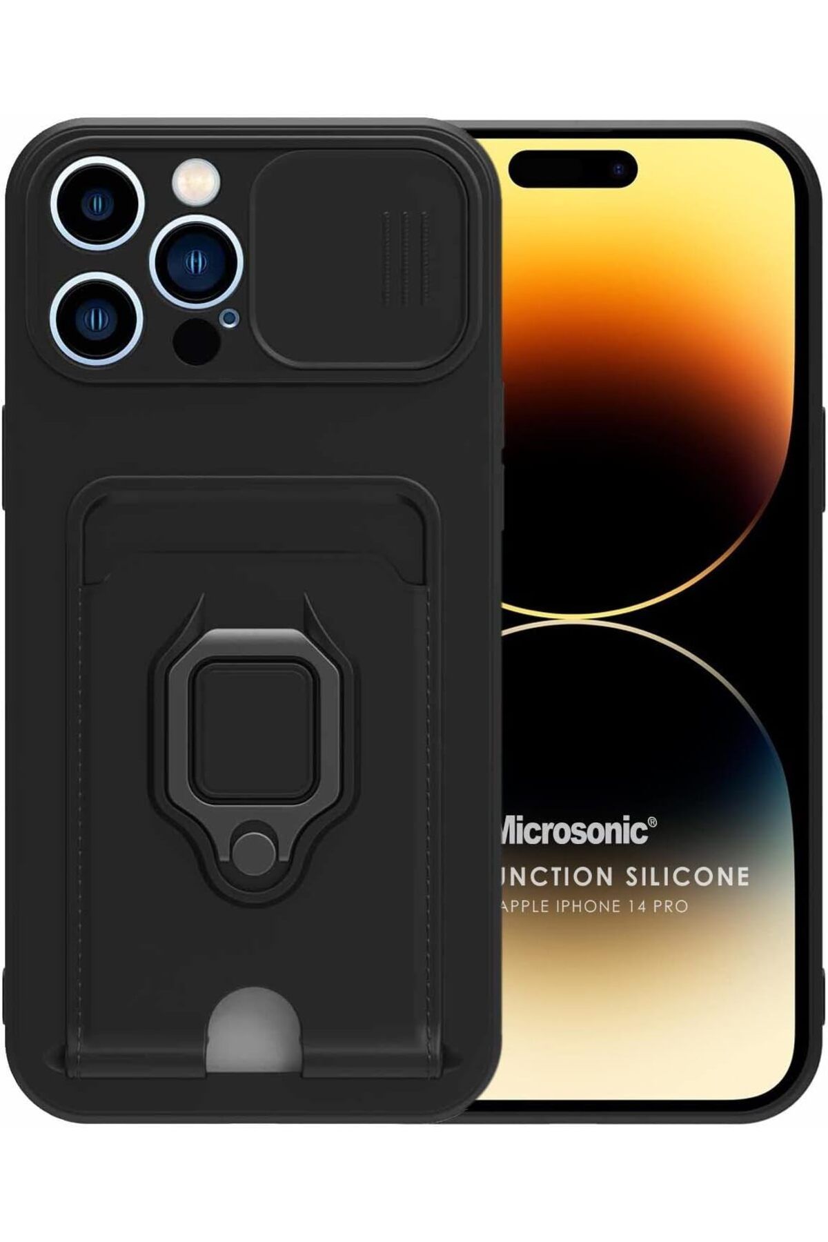 STOREMAX ELZ iPhone 14 Pro için Kılıf Multifunction Silicone Siyah [iPhone 14 Pro ile Uyumlu Kılıf - Siy
