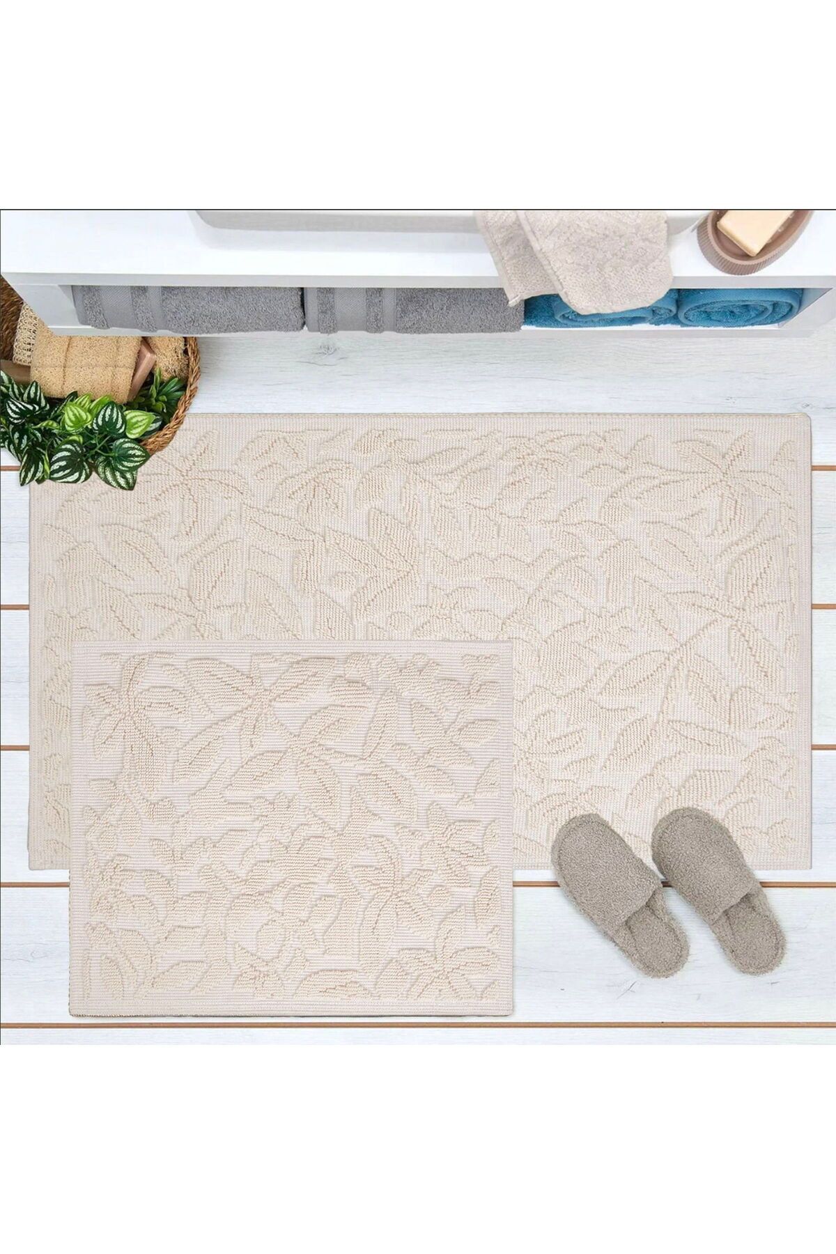 MATMEL Mosir 2'li Banyo Paspası - Gri - 60x100 cm + 50x60 cm