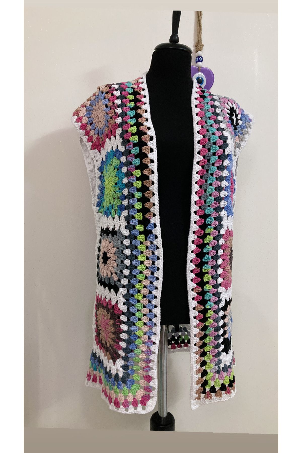 Tanem Çarşı Yelek Uzun Elörgüsü Tasarım Motif (84cm boy)