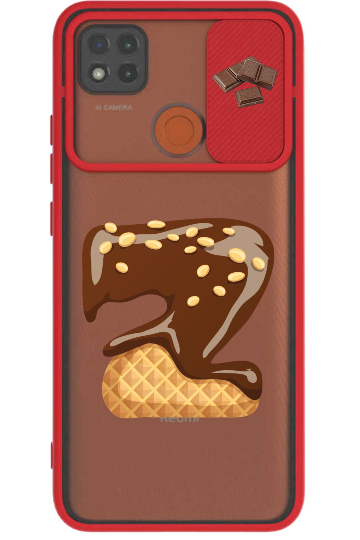 Rotaks Xiaomi Redmi 9c Uyumlu Kılıf Sürgülü Slayt İsme Özel Çikolata Harf Baskılı