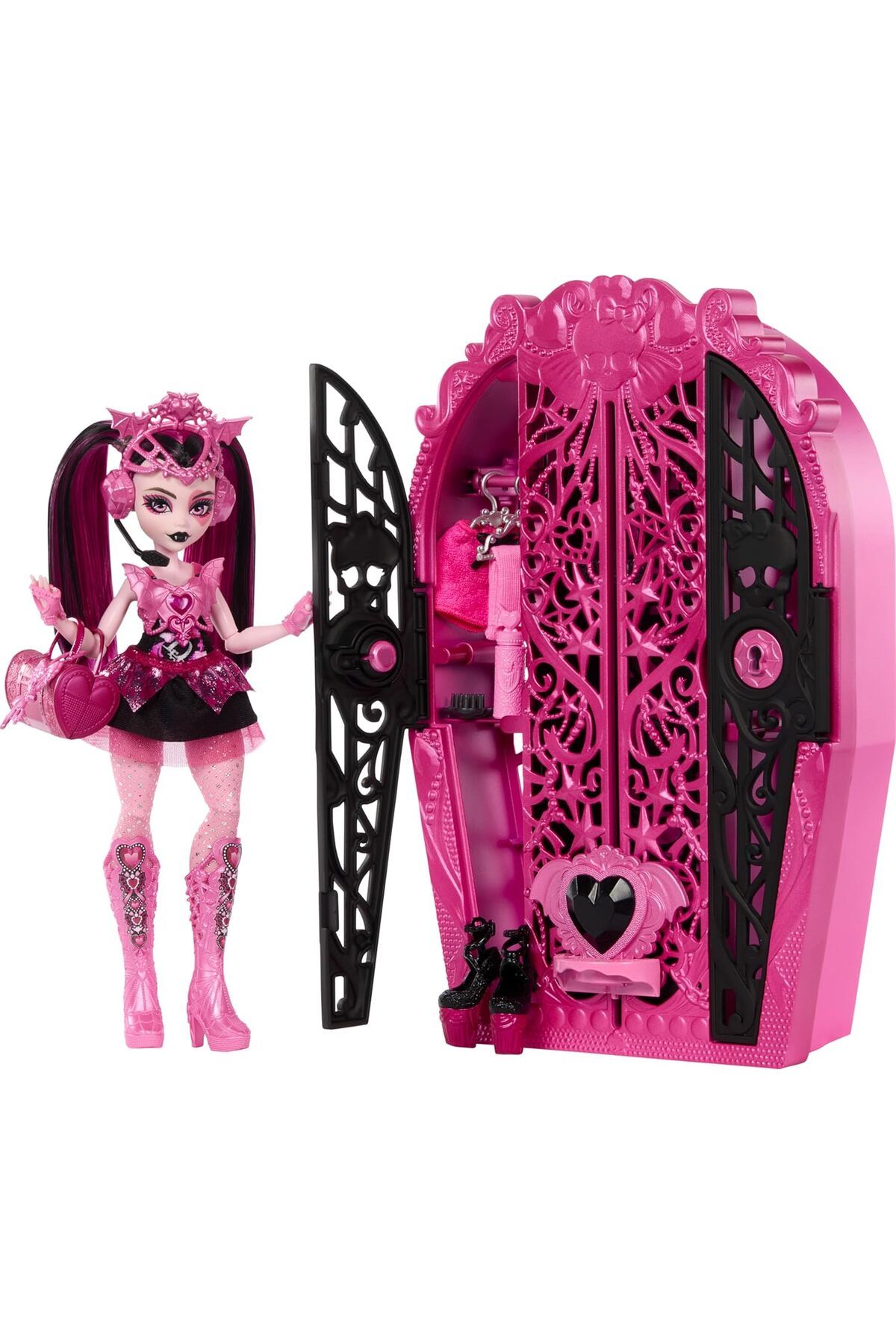Mu Art Ahşap Mrt High Skulltimate Secrets Bebek ve Aksesuar Seti, Canavar Gizemleri Draculaura Giydirme Dolabı v
