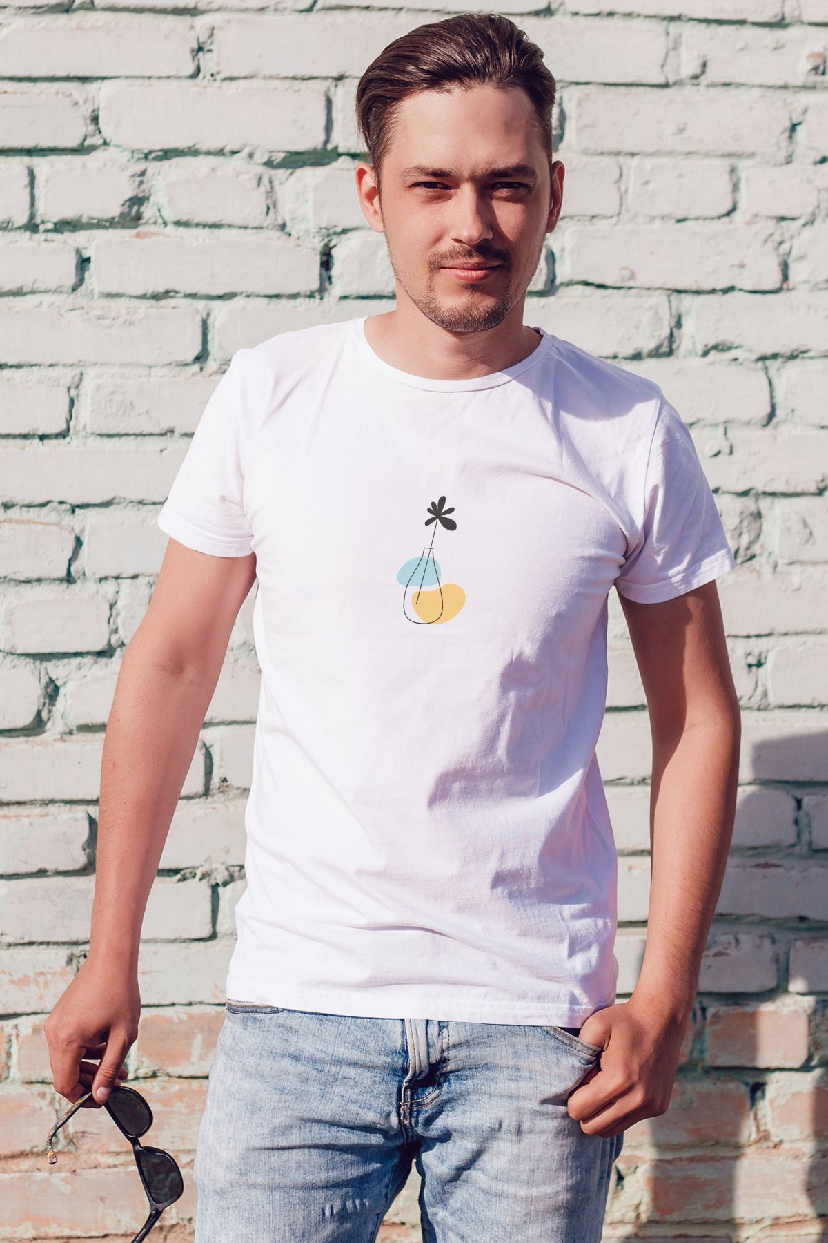Decrift Minimal Vazo %100 Pamuk Erkek T-Shirt
