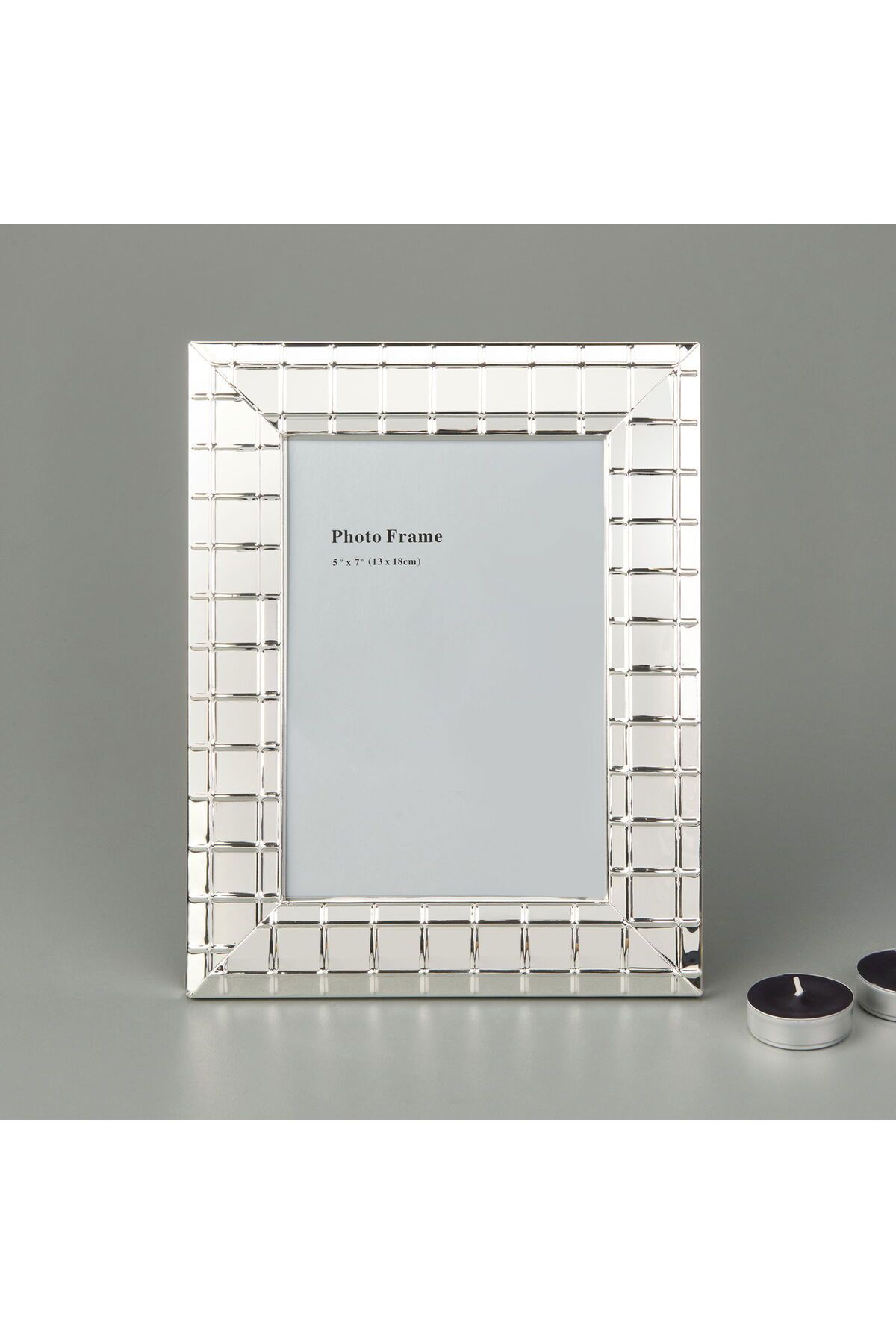 MATMEL Metal Kareli Fotoğraf Çerçevesi - Silver - 13x18 cm