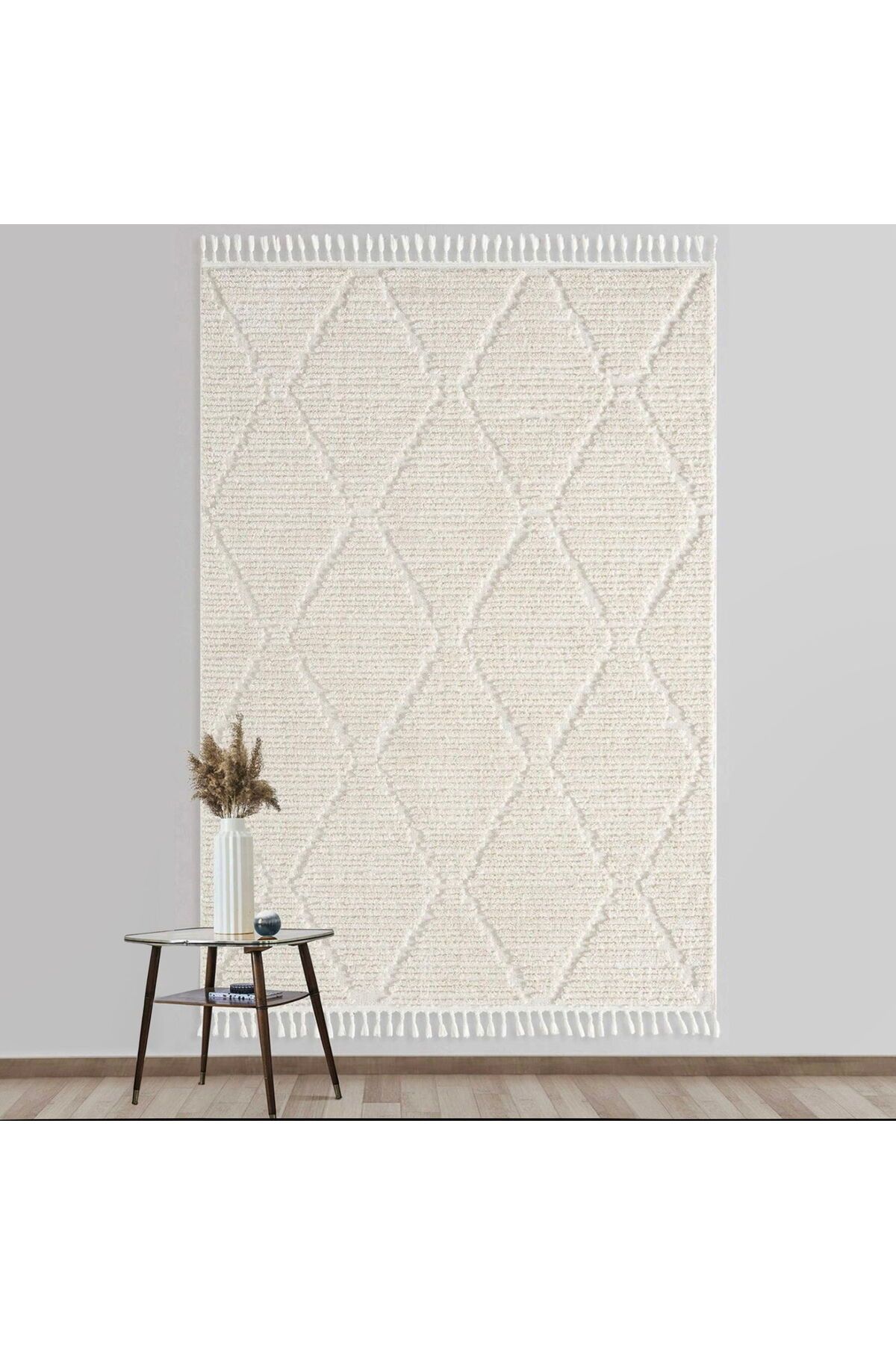 ASPARTAM Bilbao Bright White Modern İskandinav Halı - Krem - 120x180 cm