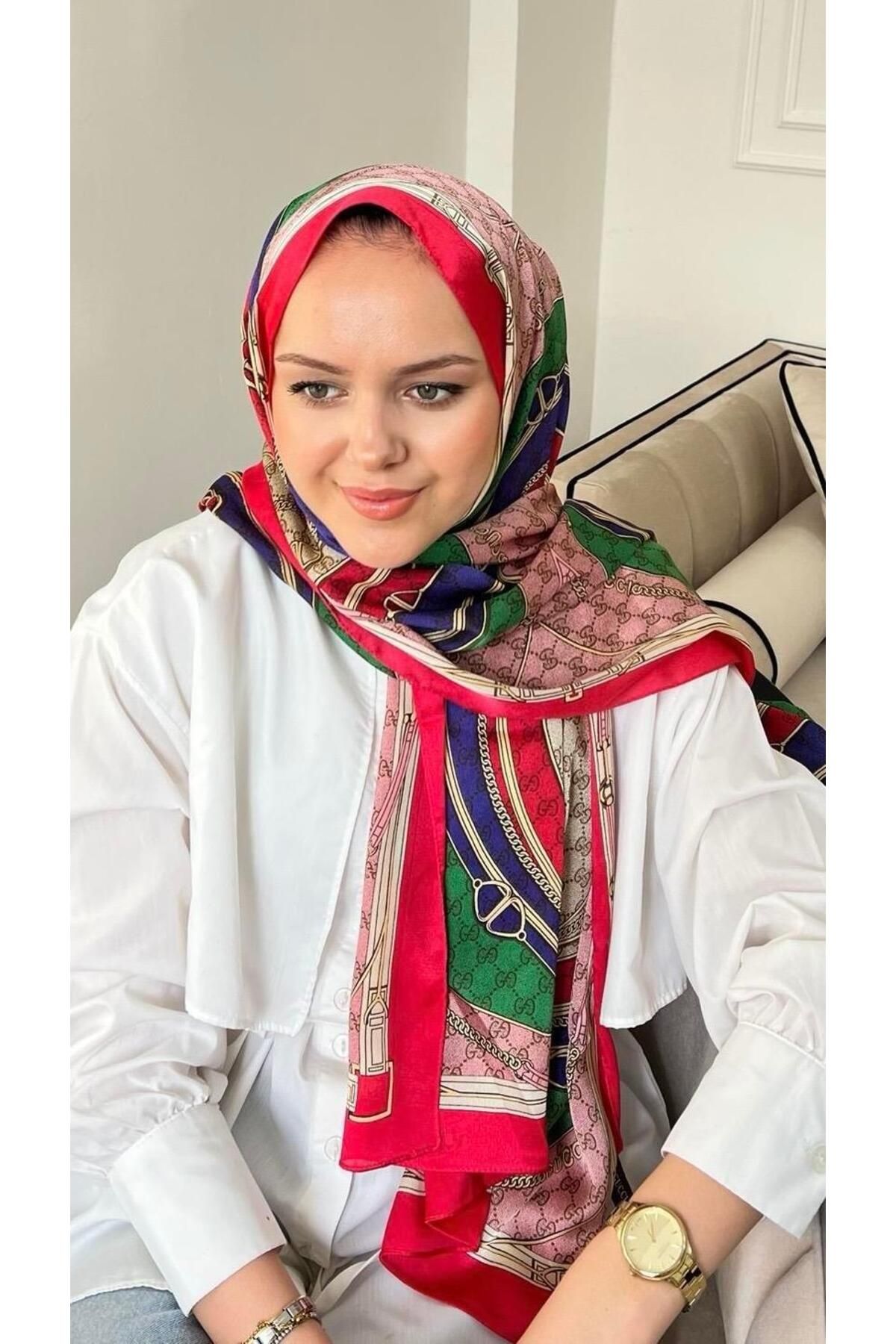 modayışığı G Desen Zincir Model Vual İpek Şal Pembe