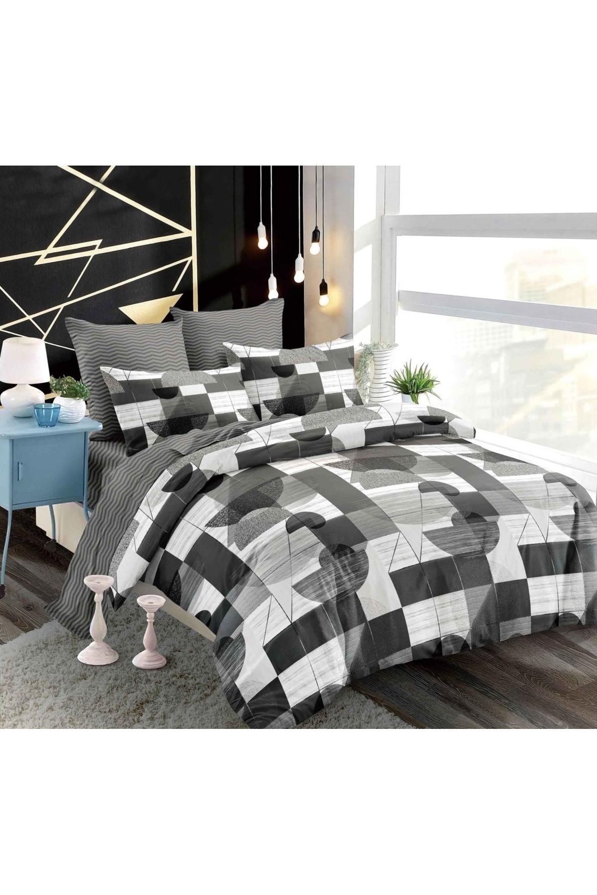 CHIRASO-CHIRASO Finet Bedding Set, 6 Pieces, 2 Persons, Fitted Sheet 180x200, Duvet Cover 200x230, 4 Pillowcases 1
