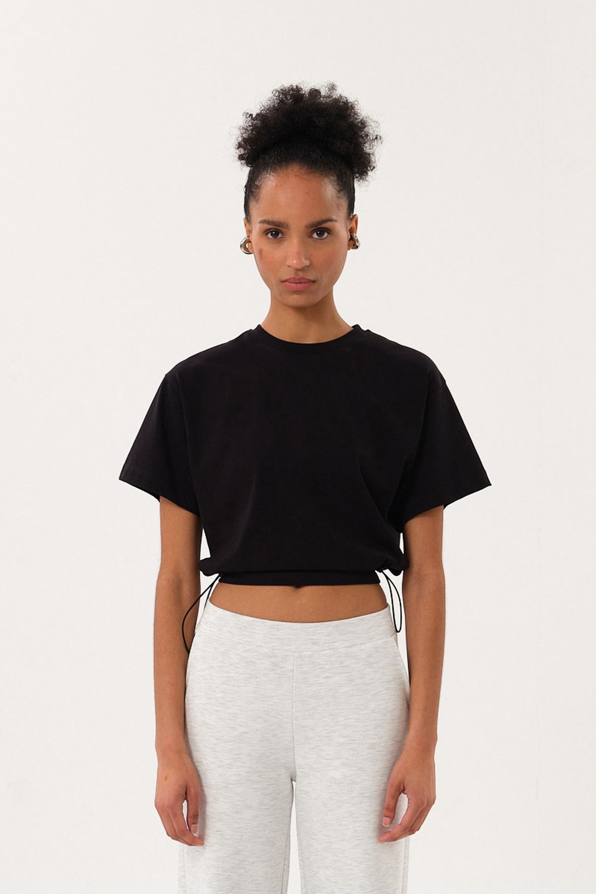 SPORTEMPT Belden Ayarlanabilir Lastikli Crop Kadın T-Shirt