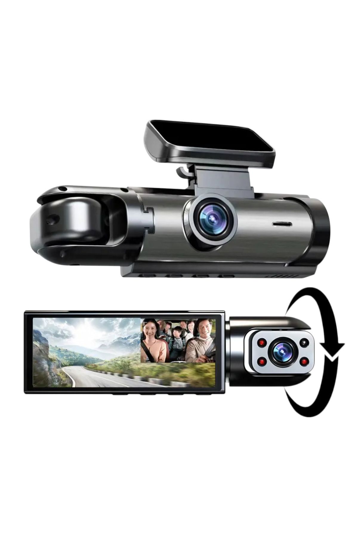 LEERFEI M8 Araç Kayıt Kamerası 3 Kamera Kabin, Arka Ve Ön 1080p G Sensör 3.16 İnç Ekran