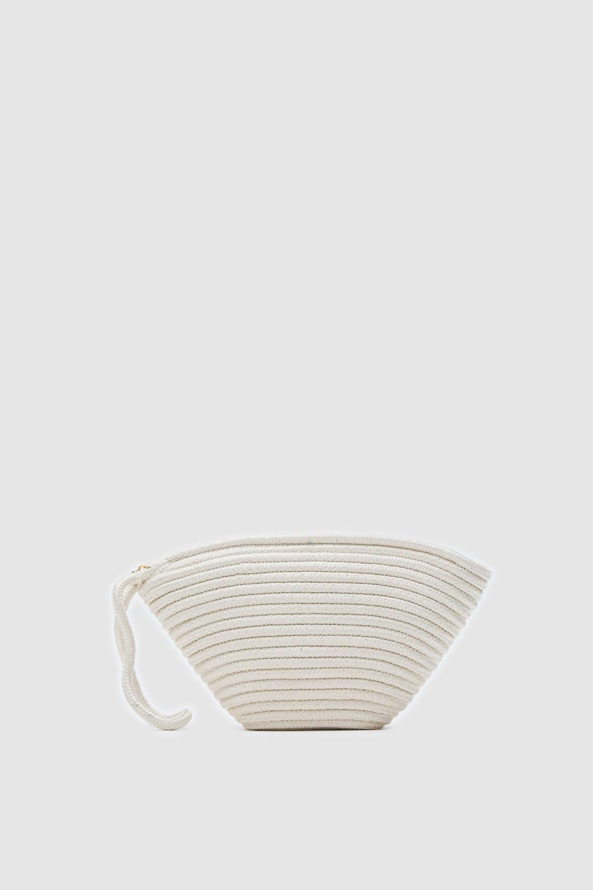 Shule Bags Rome Krem Handmade Hasır Clutch Çanta