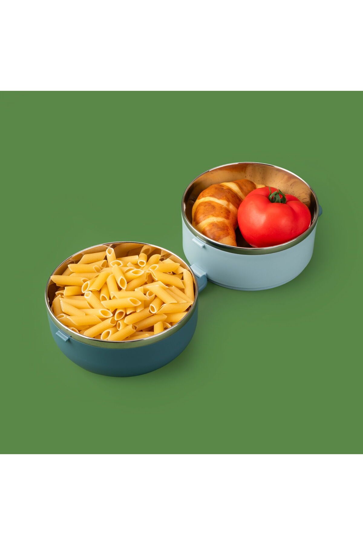 ASPARTAM-Round 2 Layer Food Container with Fork and Spoon - Blue - 850 ml 3