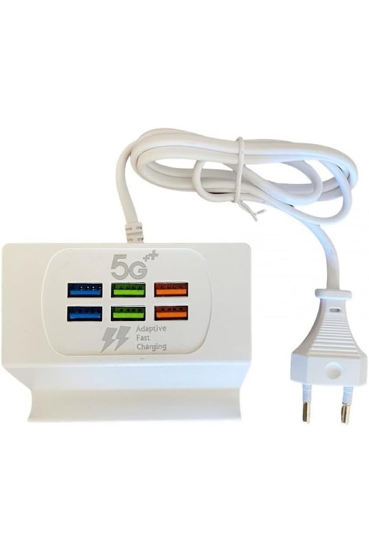 Mu Art Ahşap Mrt Masaüstü Yüksek Hızlı 6 USB Port Girişli Stand, Şarj Cihazı, USB Şarj Ünitesi, Masaüs