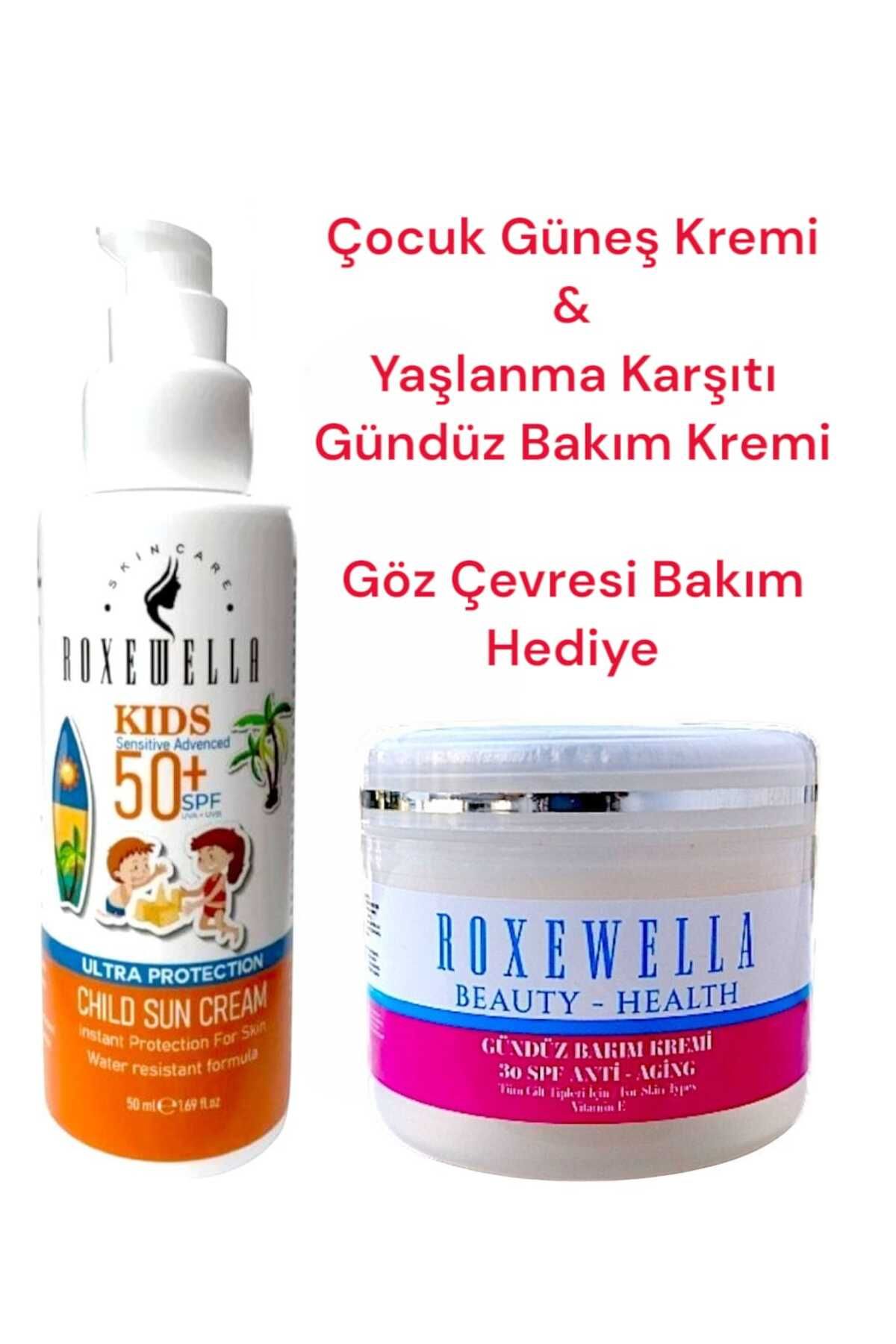 ROXEWELLA Çocuk Güneş Kremi 50ml +50Spf & Yaşlanma Karşıtı Gündüz Bakım Kremi