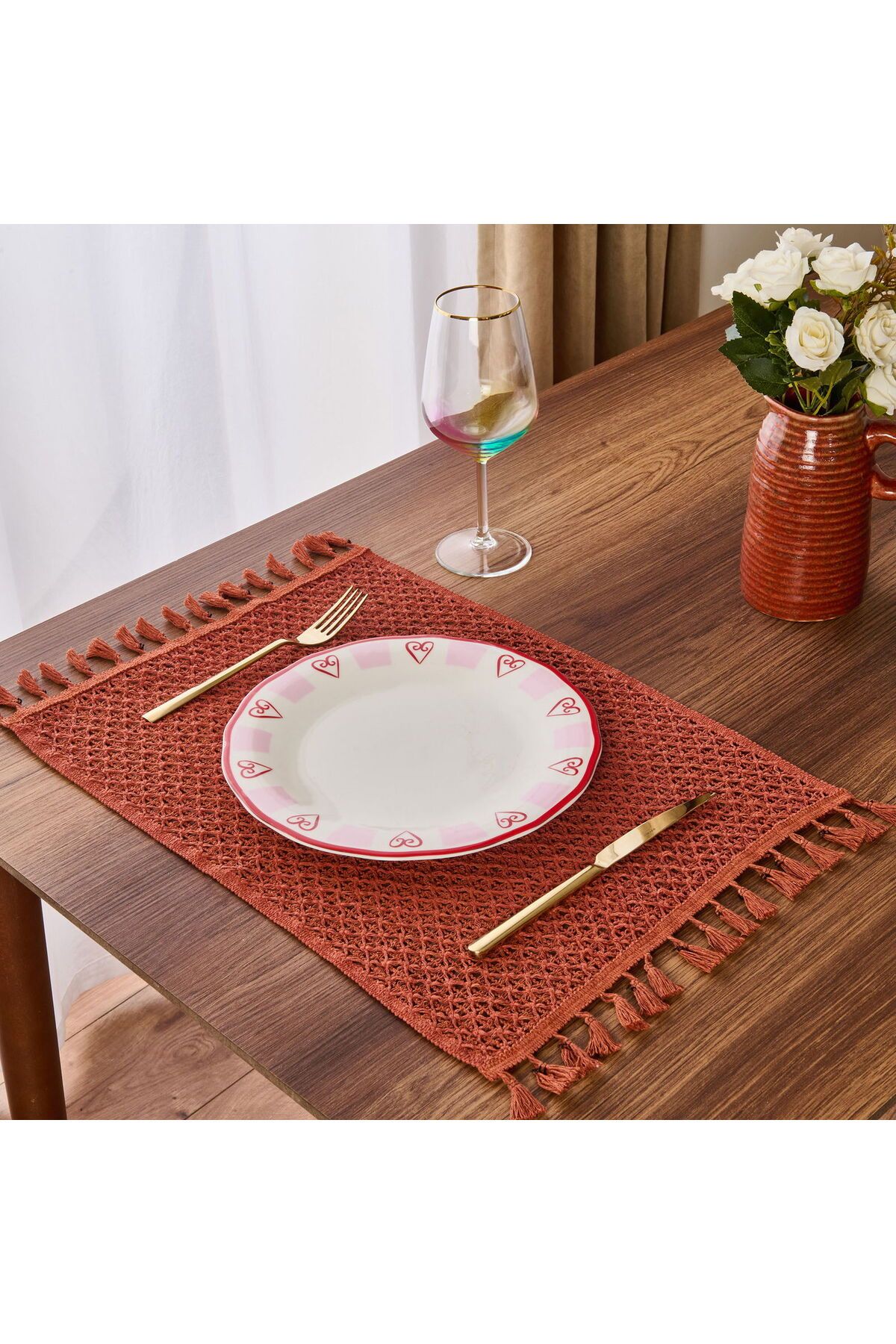 MATMEL Love Servis Tabağı - Pembe / Beyaz - 27 cm