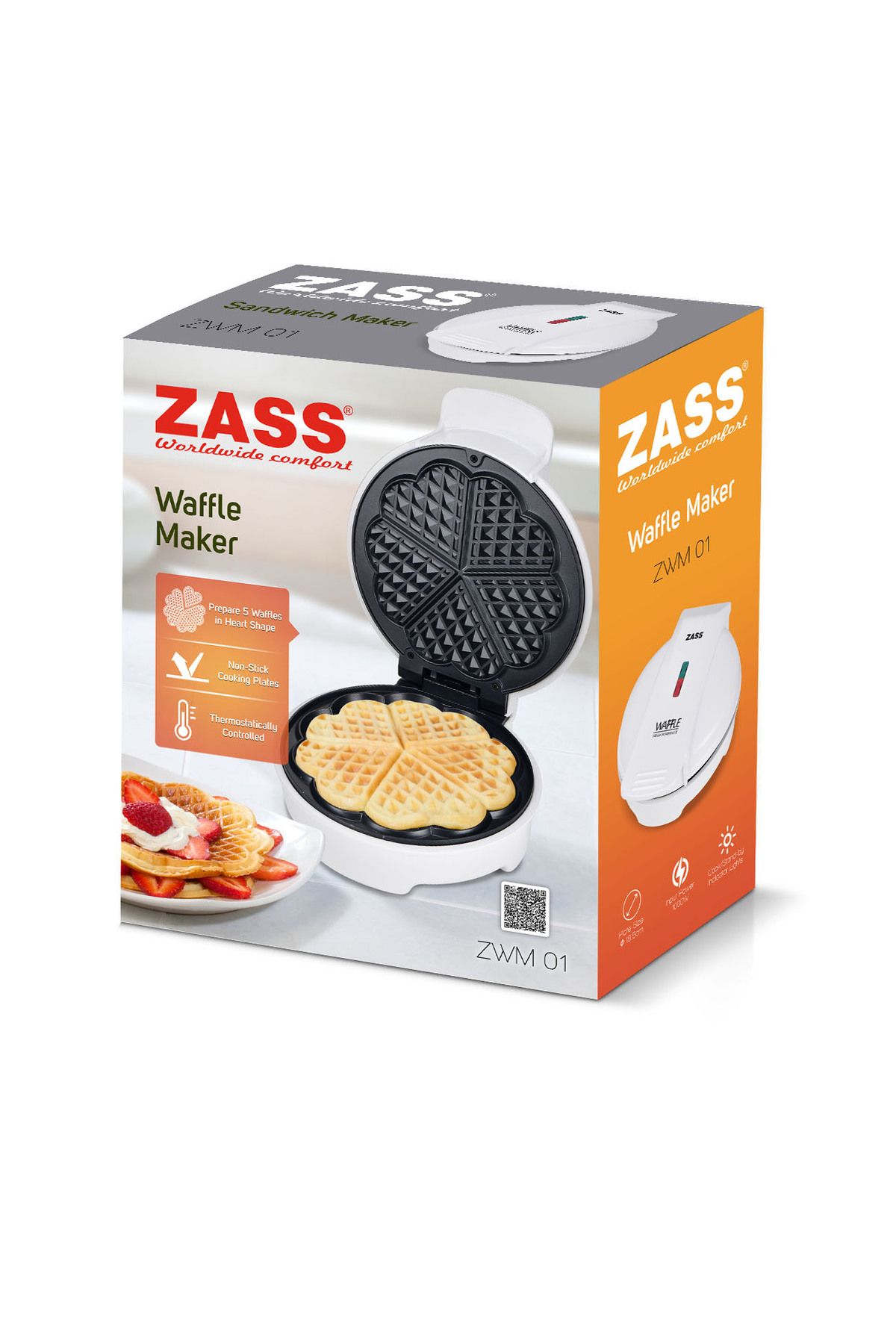 Zass-Waffle maker Zass ZWM 01, 750W, 5 heart-shaped waffles, 18.5 cm, Non-stick and easy-to-clean 8