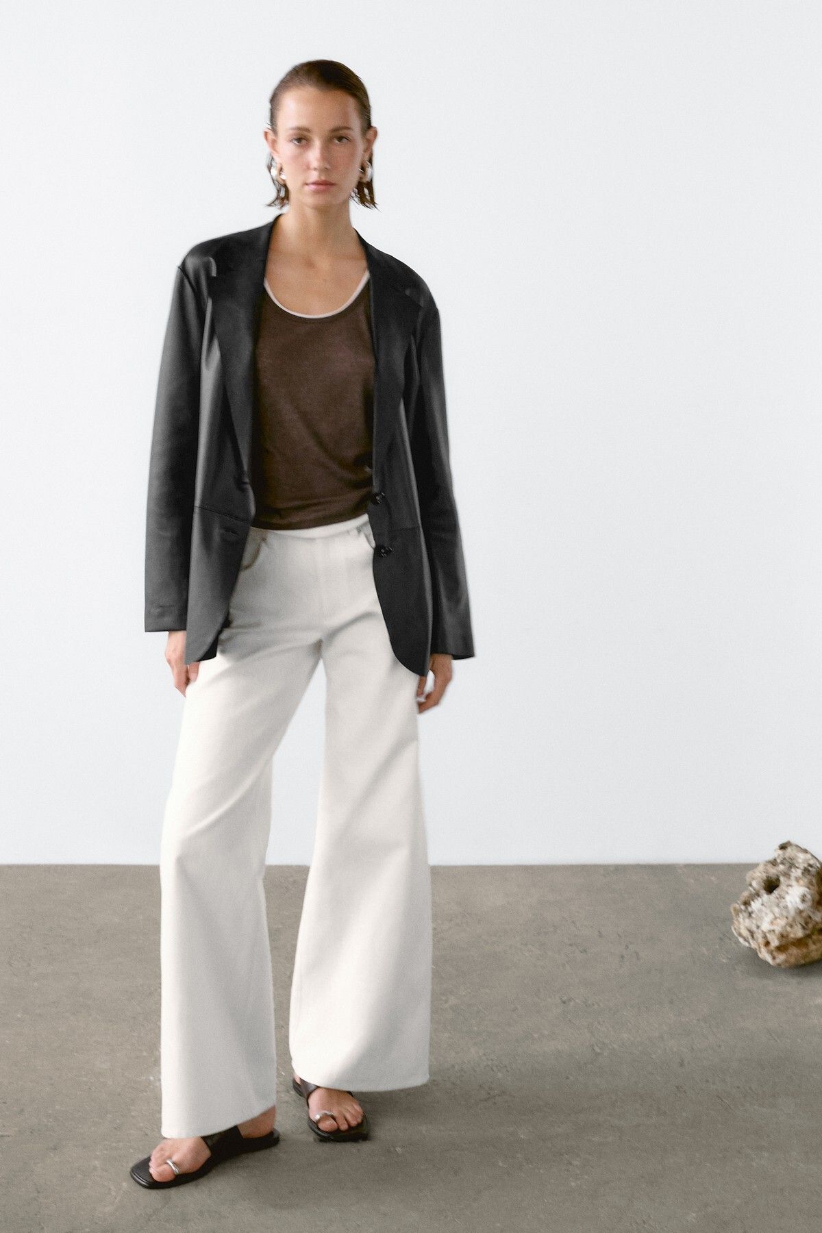 Massimo Dutti Dökümlü süet deri blazer