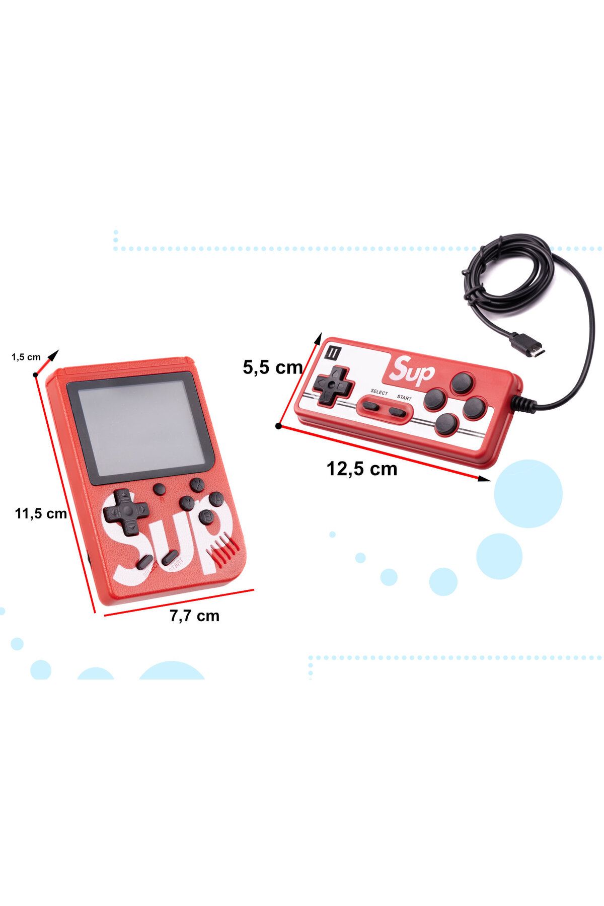 kik-Mini portable retro console, Game Box with 400 games, red 3