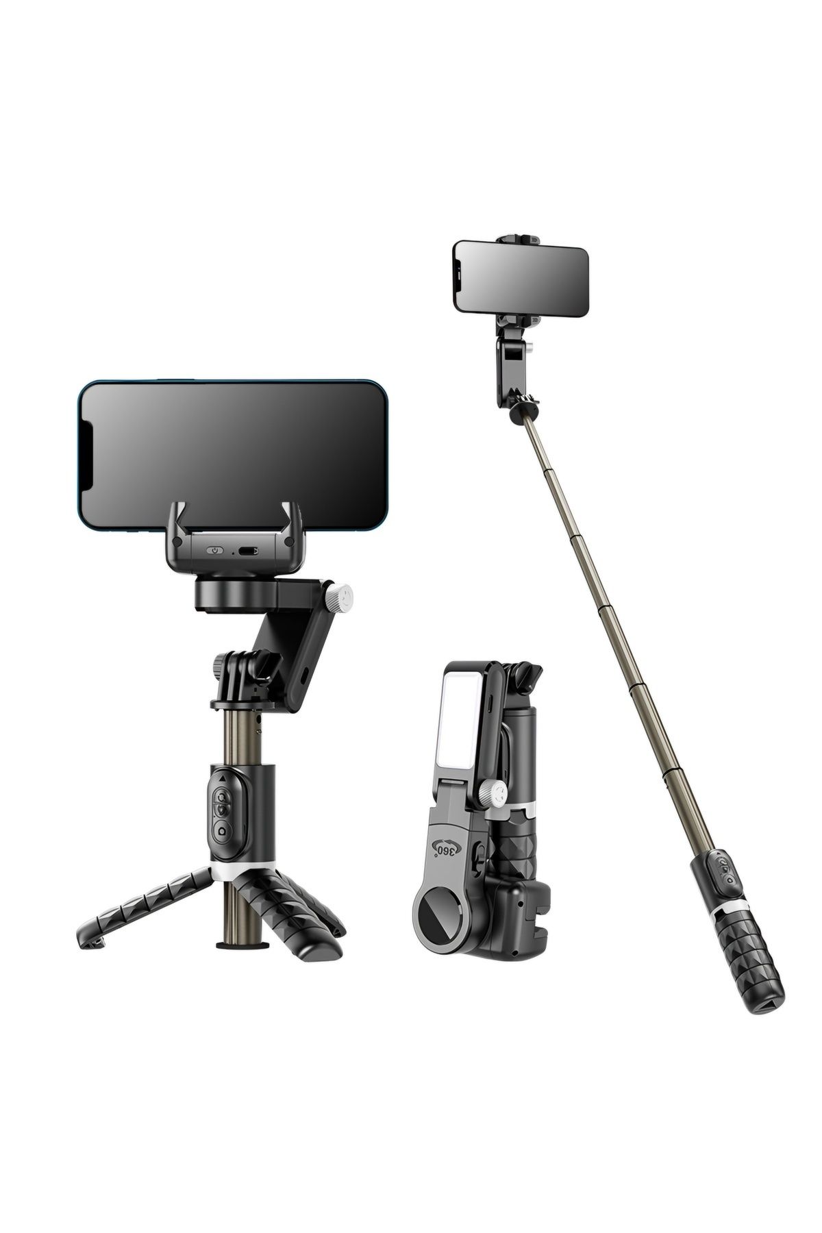 LEERFEI Q18 Masaüstü 360° Bluetooth Star Işığı Özellikli Gimbal Sabitleyici Tripod Selfie Çubuğu