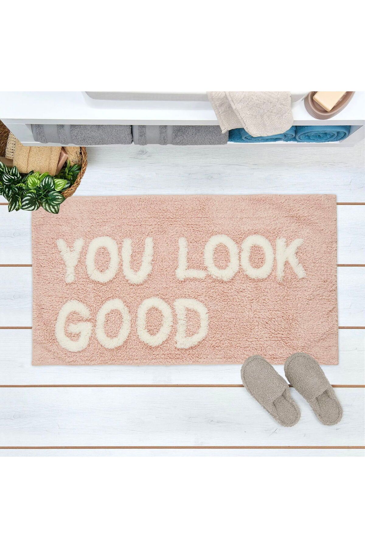 MATMEL Home You Look Good Banyo Paspası - Pudra - 60x100 cm