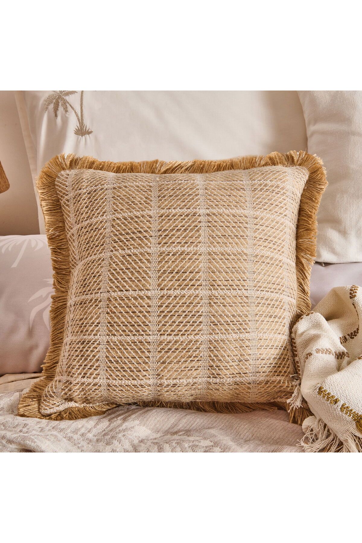 ASPARTAM Palm Breeze Jüt Görünümlü Kırlent - Kahverengi - 45x45 cm