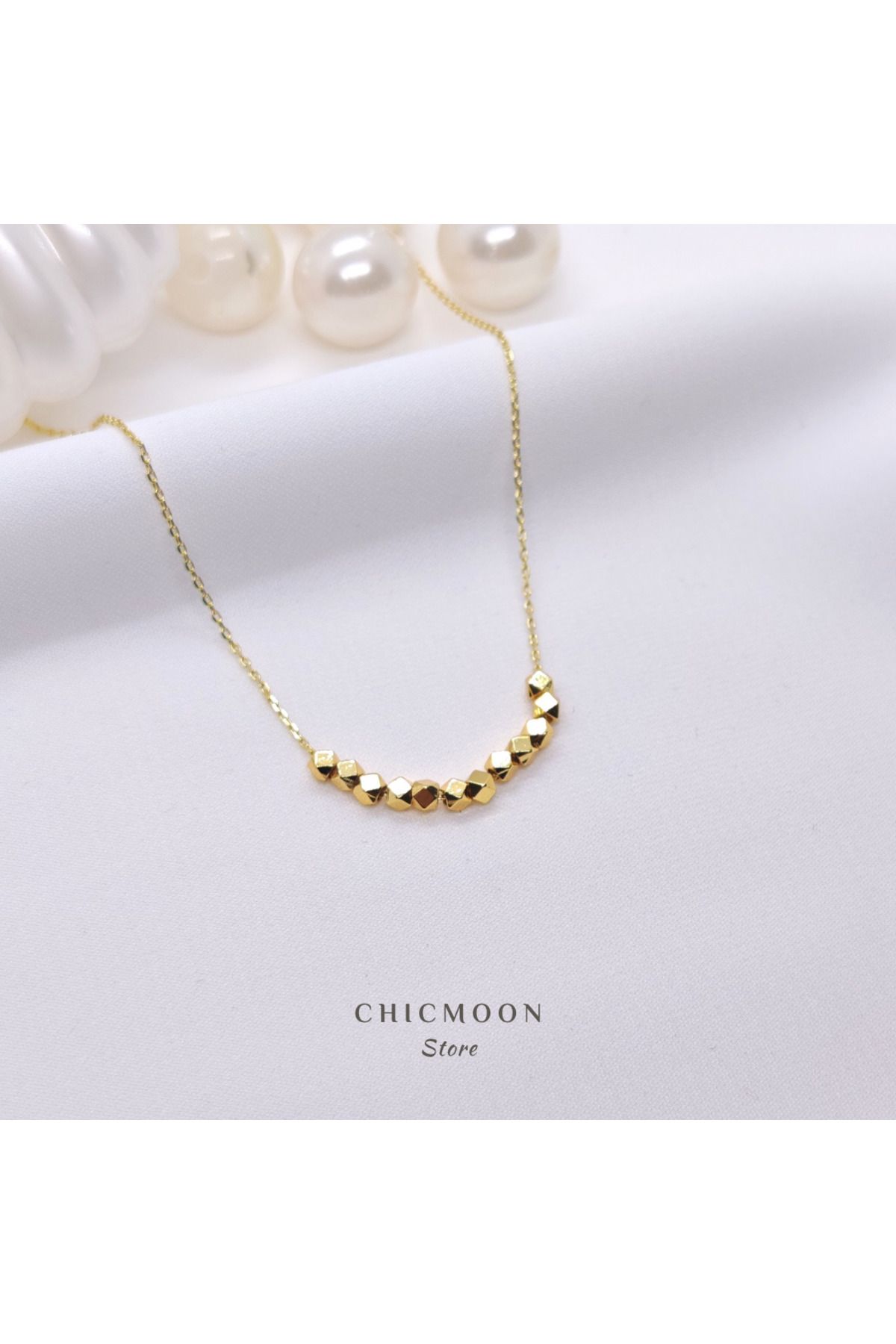 CHICMOON STORE 925 Ayar Gümüş Kaplama Boncuklu Kolye