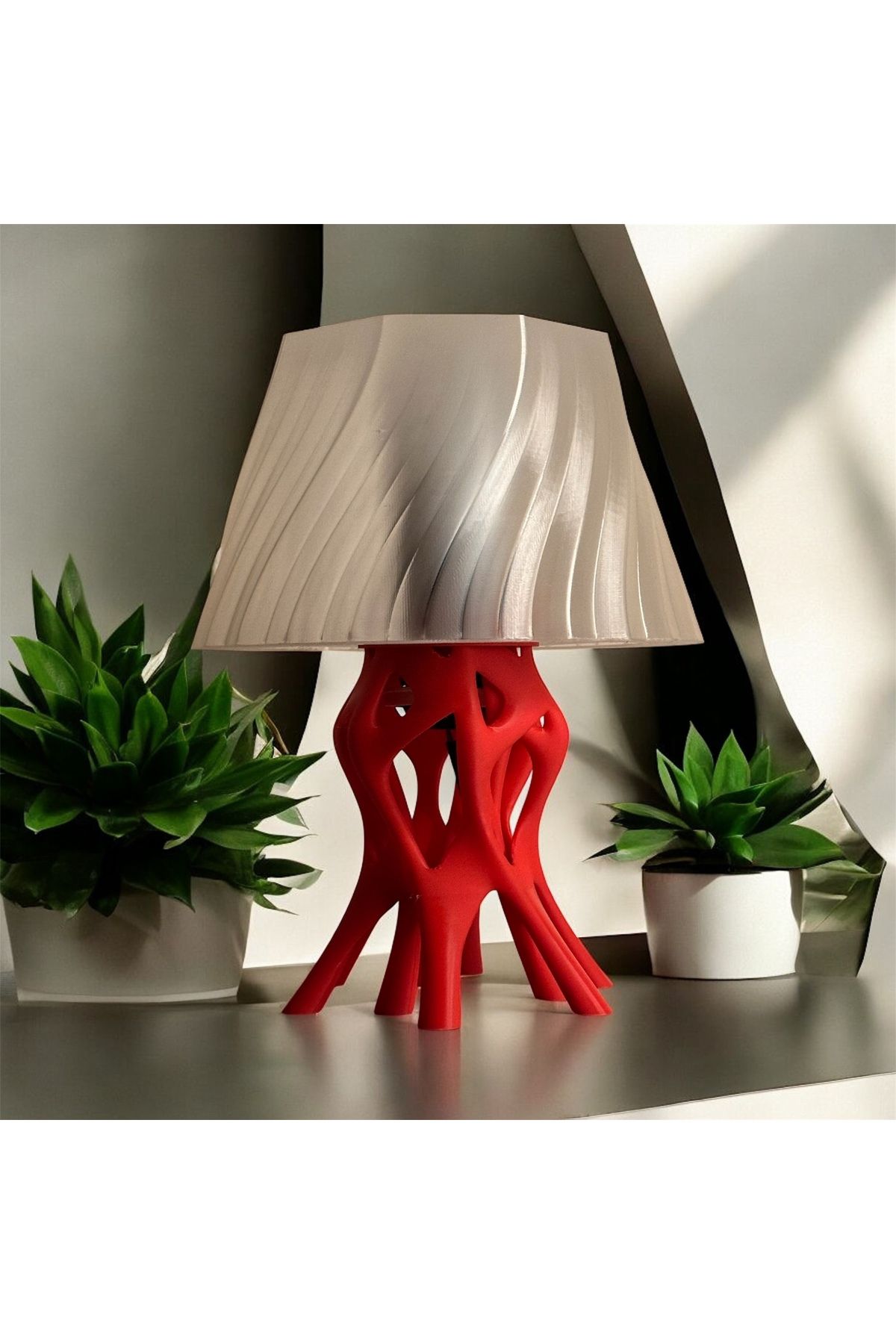 Handmade Modern Tasarım Organik Kaide Abajur - 3D Baskı Masa Lambası