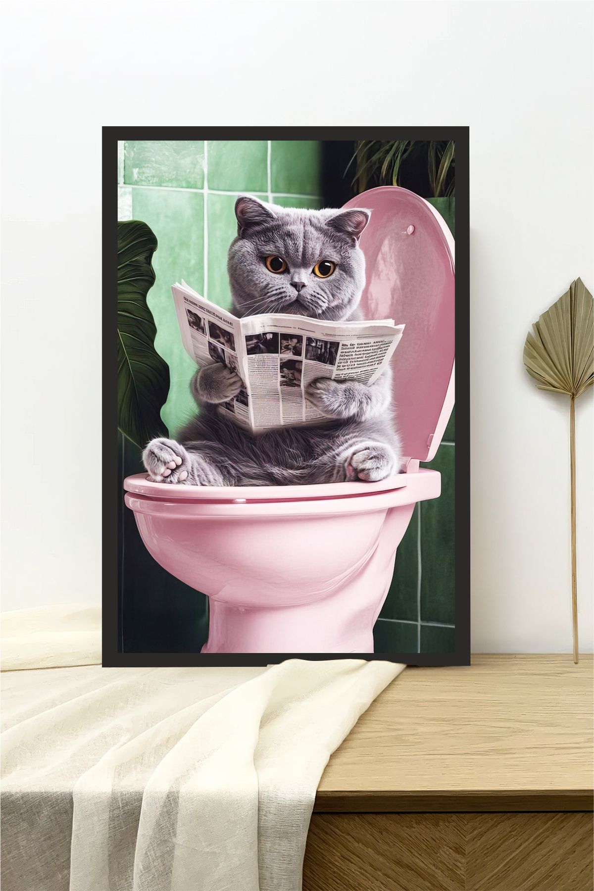 Pi Dekorasyon Kedi tasarımlı Çerçeve Görünümlü Mdf Tablo