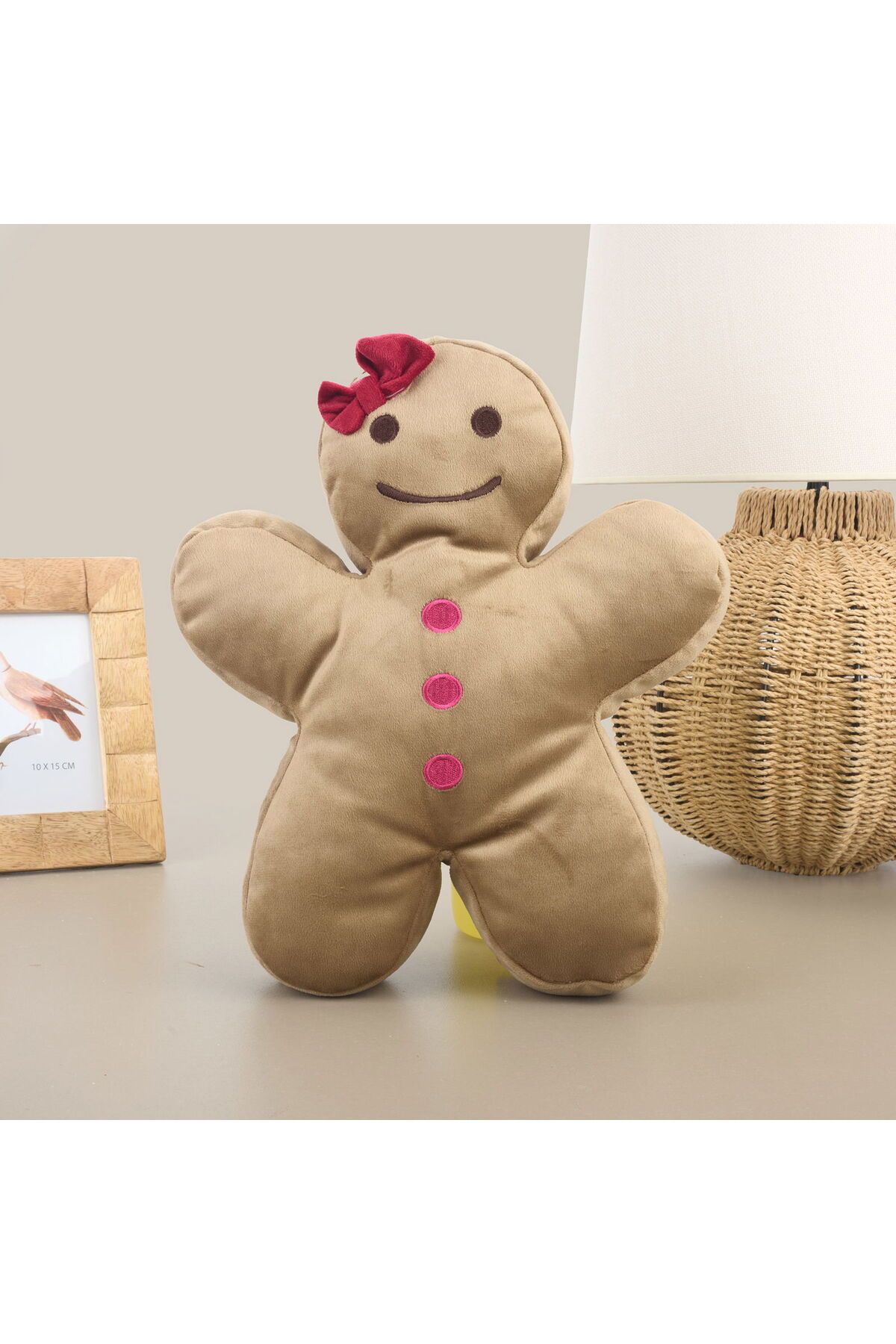 MATMEL Gingerbread Kız Figürlü Yastık - Kahverengi - 40x25 cm