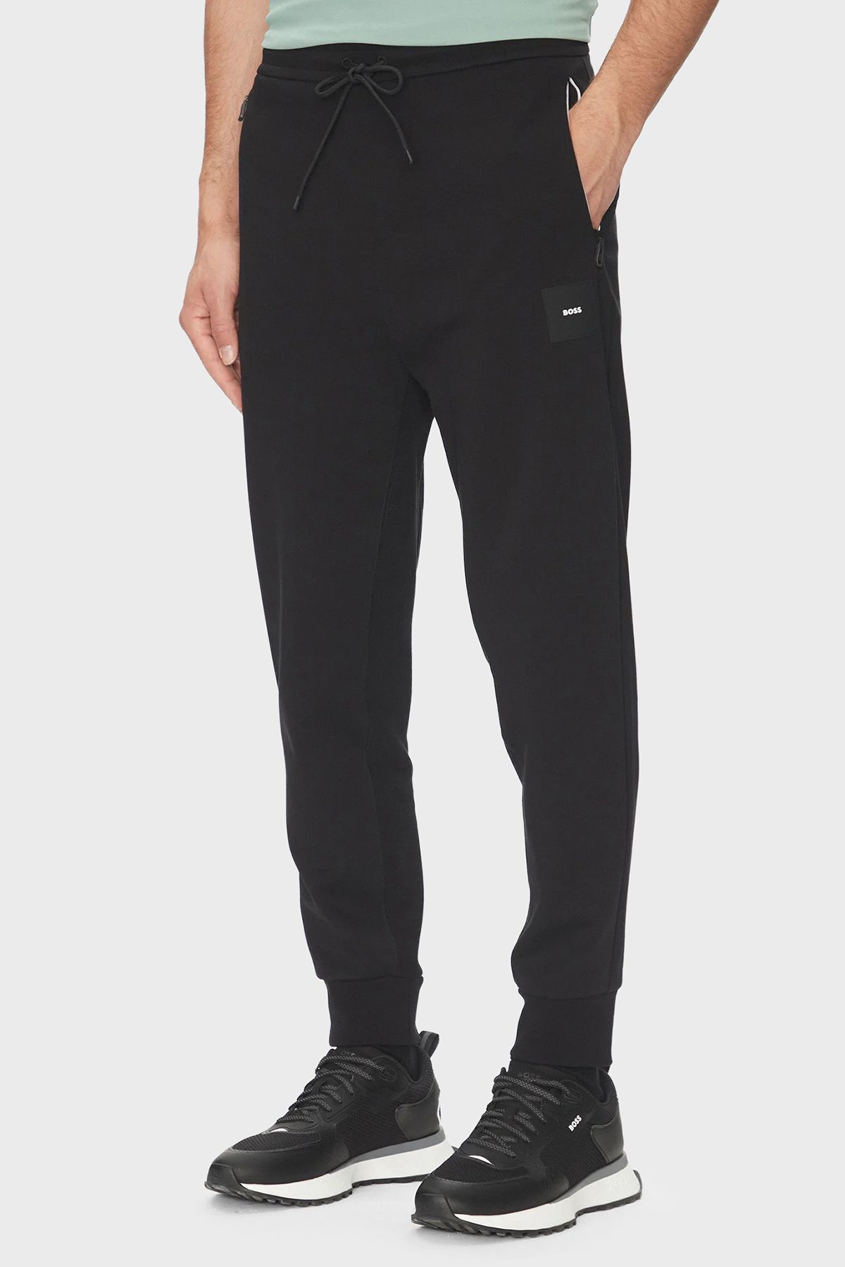 شلوار مردانه پنبه استخر به طور منظم مناسب کمر معمولی RIBANA JOGGER 50537198 001 BOSS