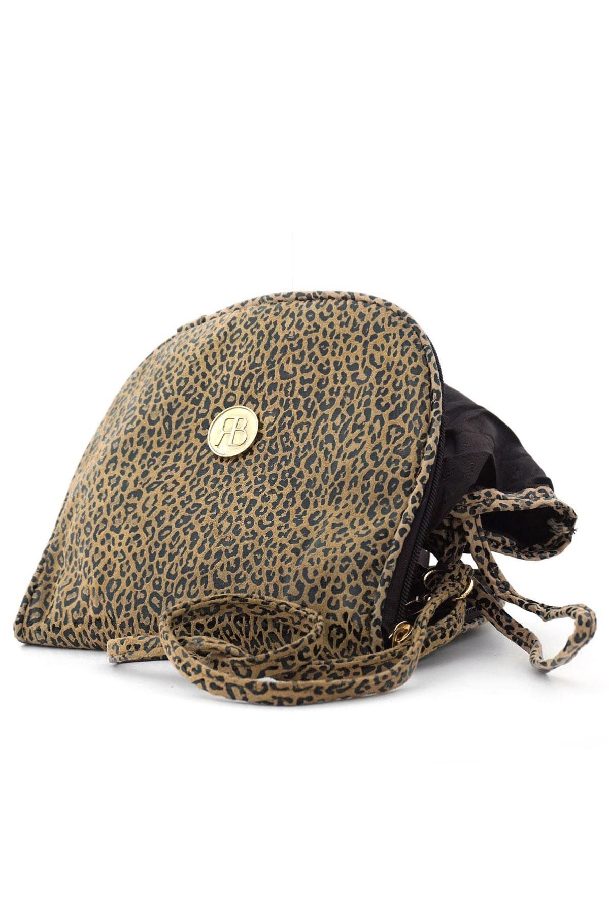 hapshoe-Brown Leopard Patterned Double Size Portable Shopping Bag 3