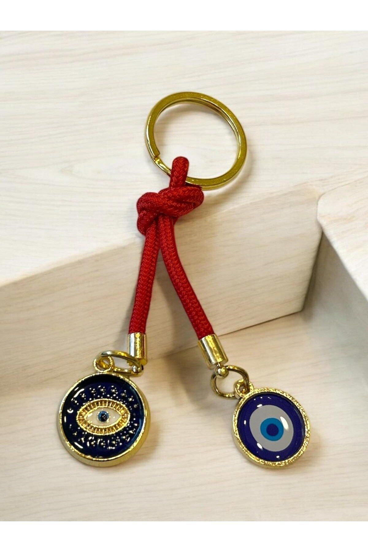 HEDİYE FİKRİ Çift Nazar Boncuklu Anahtarlık - Kırmızı (10,5 cm) Hediyelik