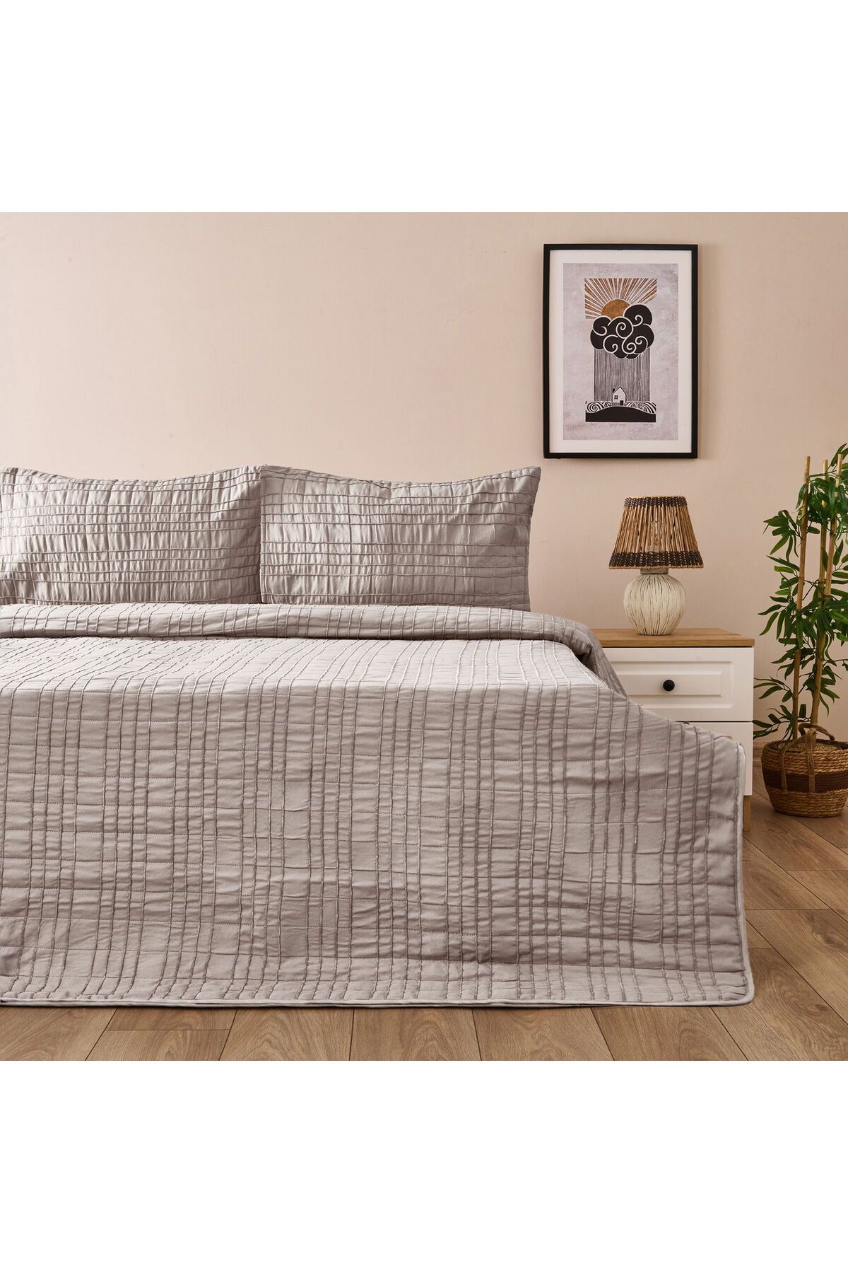 MATMEL Elit Çift Kişilik Yatak Örtüsü Seti - Gri - 200x230 cm