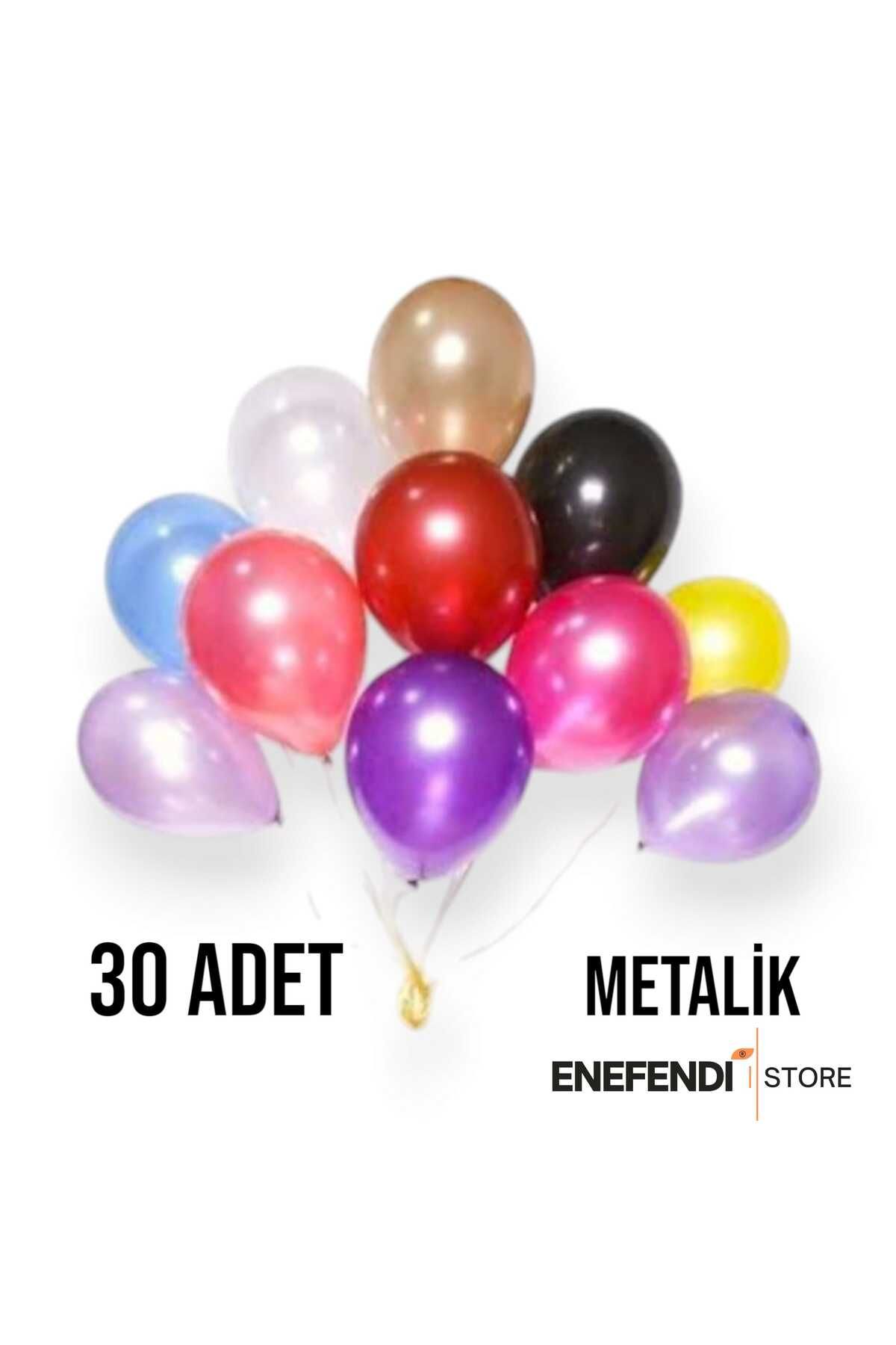 ENEFENDİ 30 ADET BALON DOĞUM GÜNÜ PARTİ SÜS EĞLENCE 11 inç 28 cm METALİK KARIŞIK RENK HEDİYE