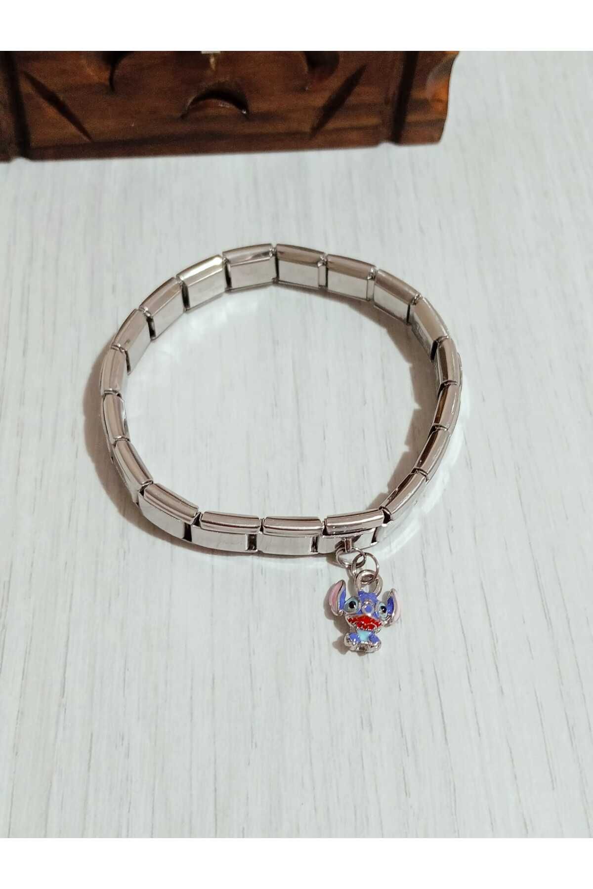 MSBTAKI stainless steel 316L Çelik Stitch Figürlü İtalyan Bileklik Çelik 19cm