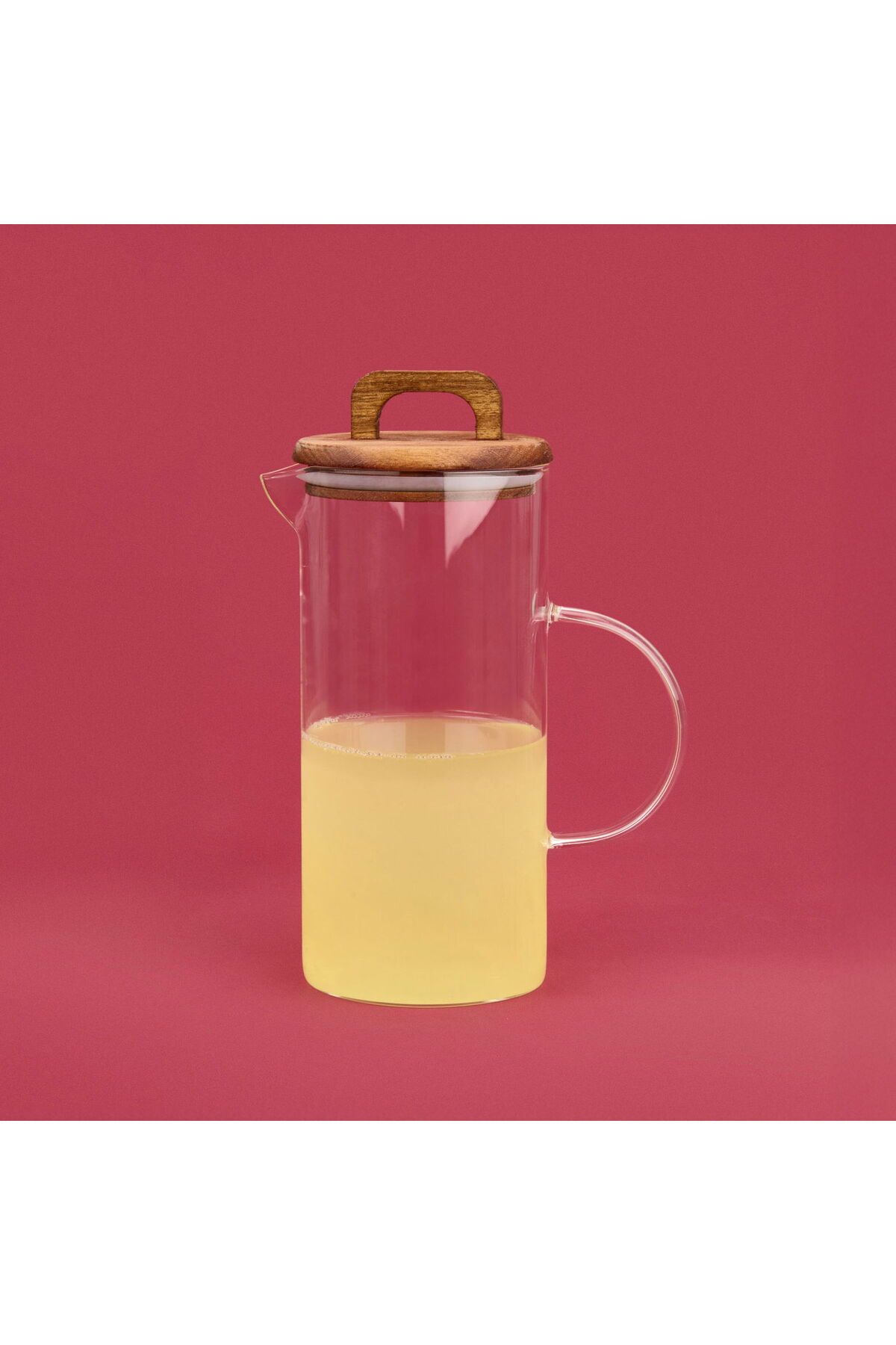 ASPARTAM Akasya Kapaklı Cam Sürahi - Kahverengi / Şeffaf - 1300 ml