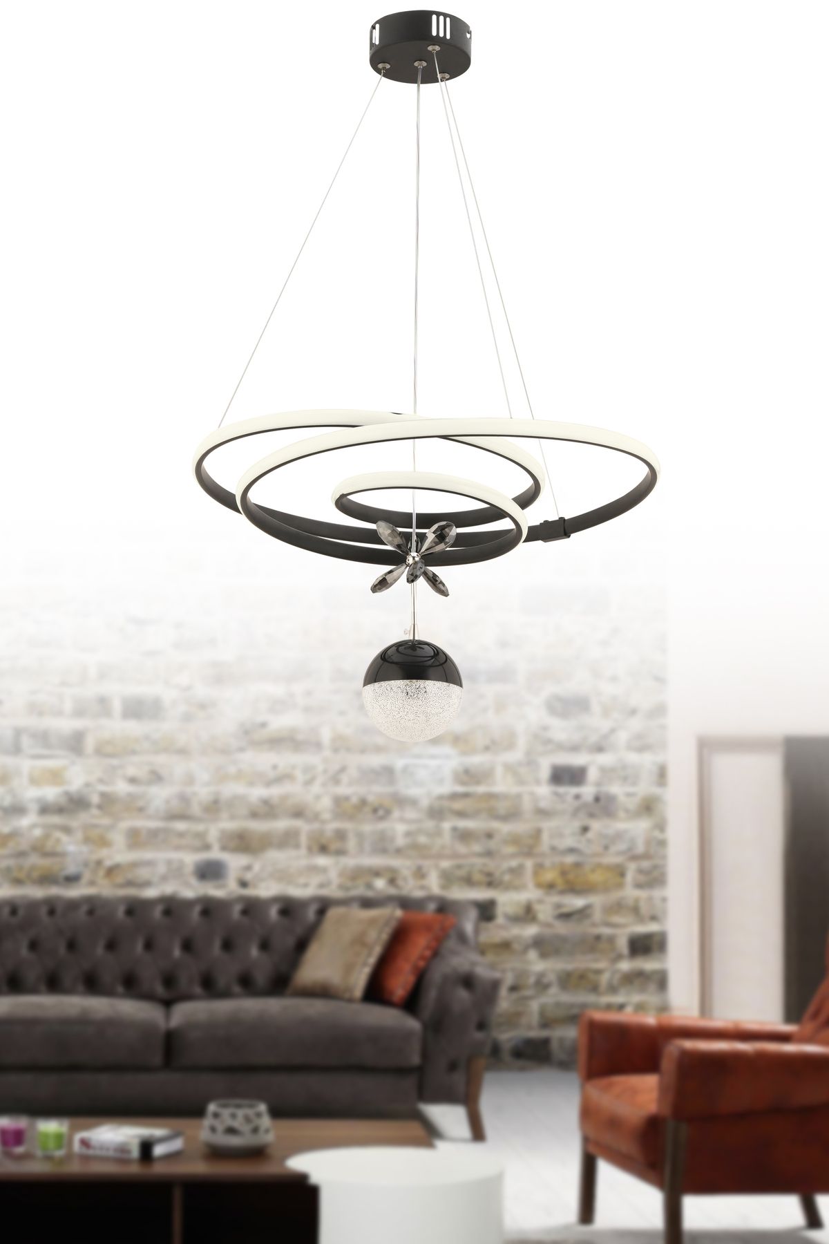 İstanbul Avize İstanbul Avize Siyah Cherry Beyaz Power Ledli Modern Led Avize