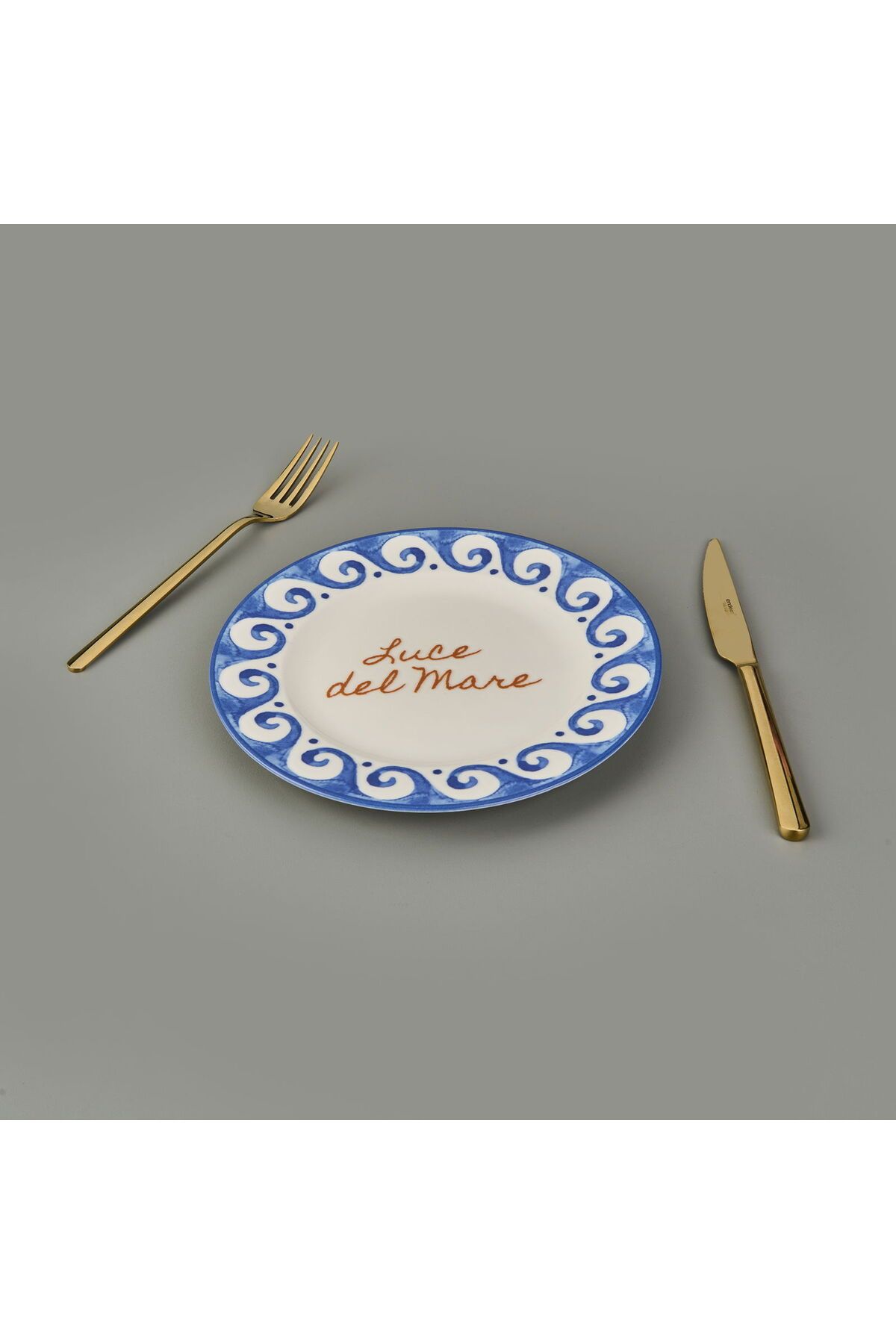 ASPARTAM Luve Del Mare Tatlı ve Kahvaltı Tabağı - Krem / Mavi - 21 cm