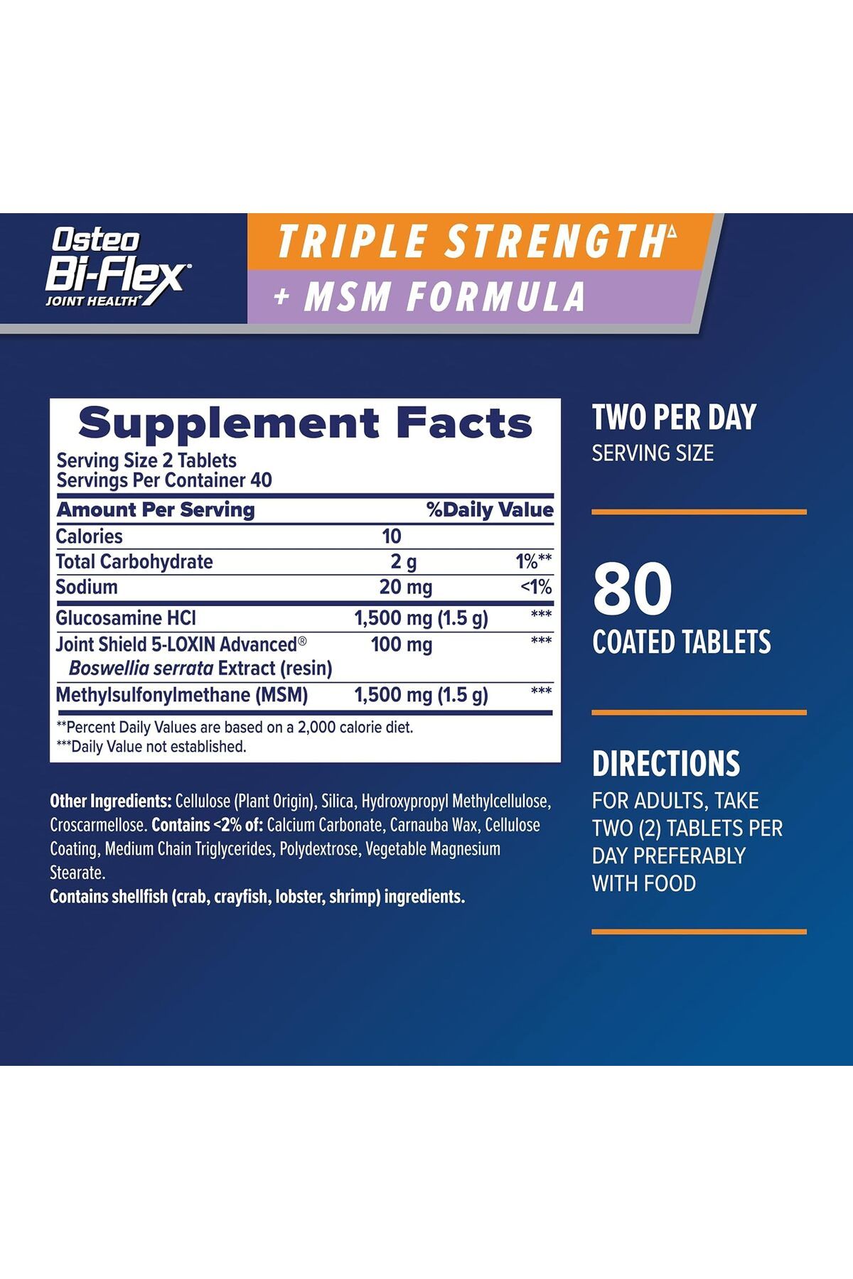 Osteo Bi-Flex-Triple Strength(5) with MSM, Glucosamine Joint Health Supplement, Coated Tablets, 80 C 3