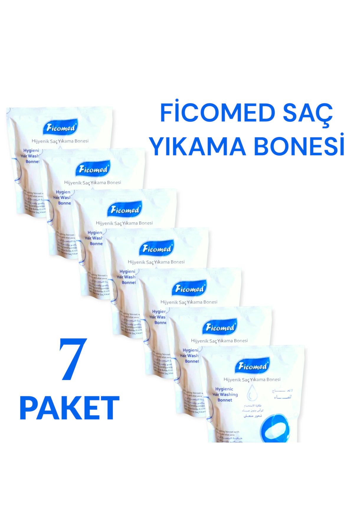 Ficomed Saç Yıkama Bonesi ( 7 PAKET ) Hasta Banyo Temizlik
