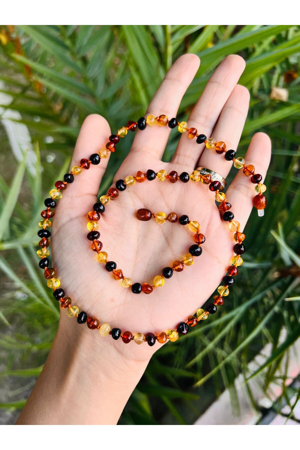 Kehribarkolyecimm sertifikalı damla kehribar yetişkin multicolor kolye