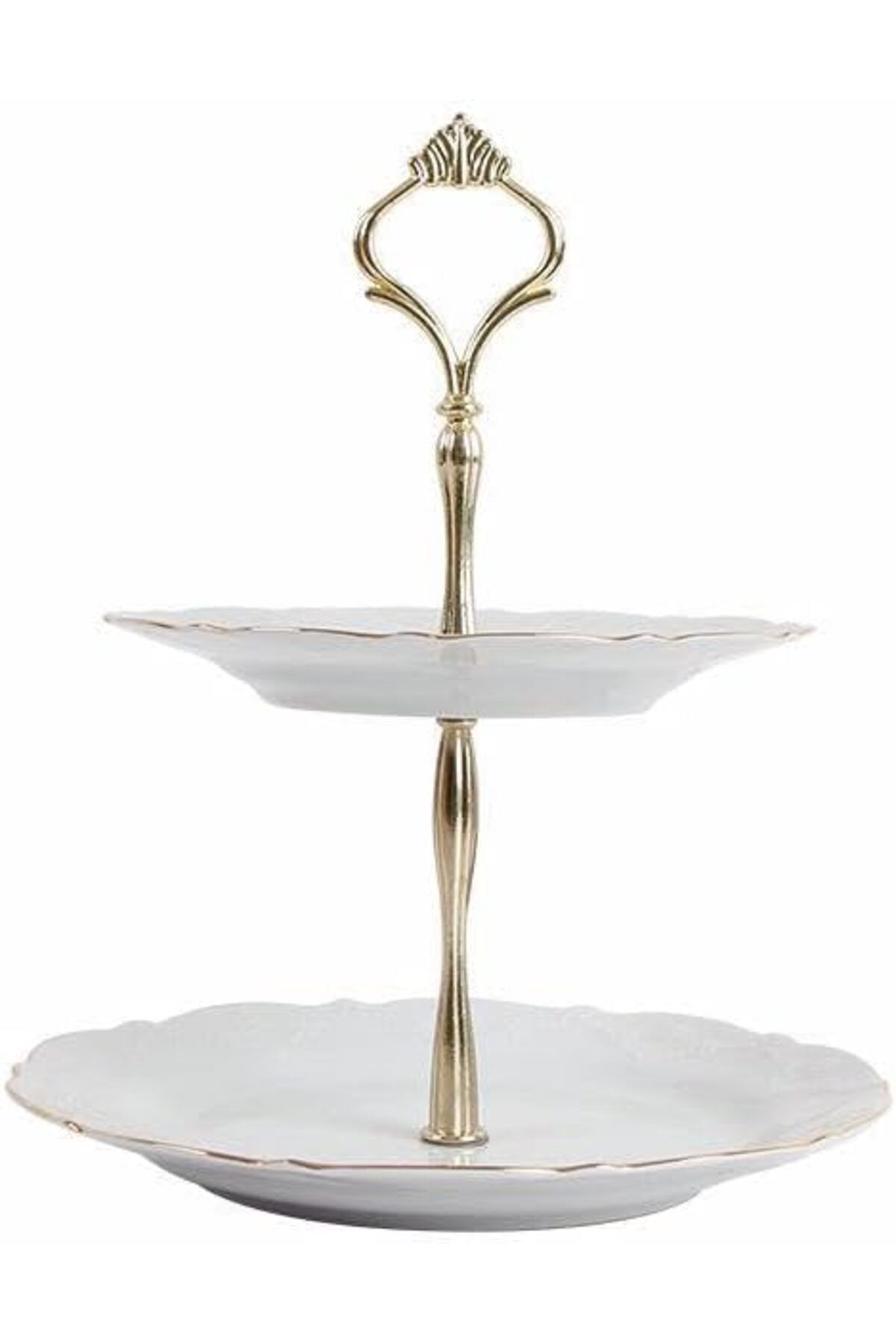 Mu Art Ahşap Mrt Queen Altın Yaldız 2 Katlı Kurabiye Tabağı 21cm Art 871301