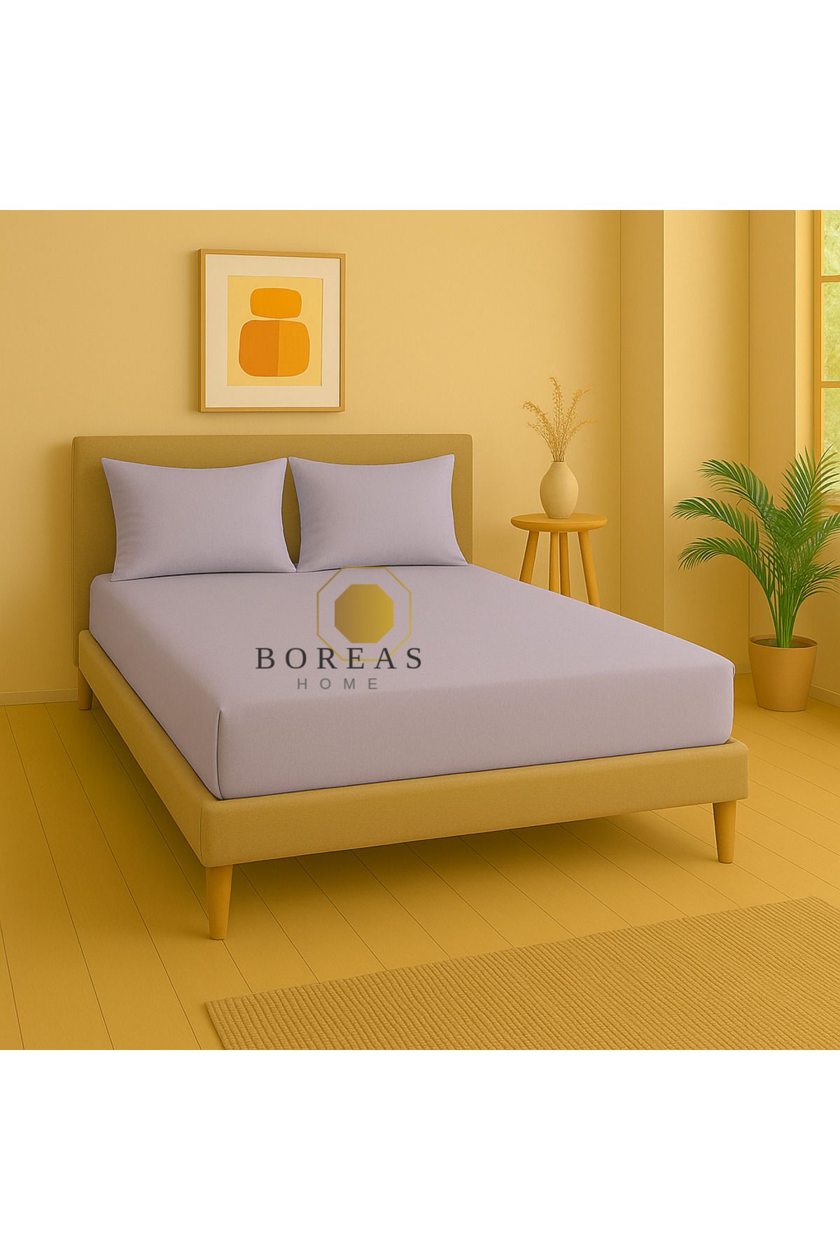 Boreas Home Natural Ranforce Çift Kişilik Lastikli Çarşaf Ve Yastık Kılıfı Seti