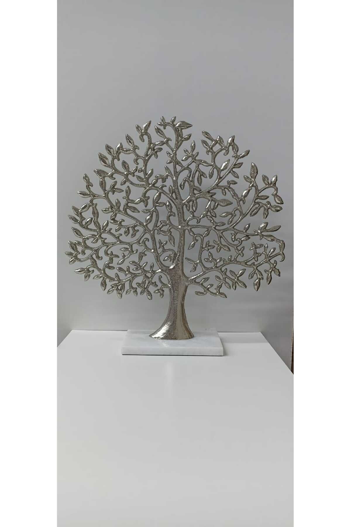 Yonca Hediyelik ALUMİNYUM METAL YAŞAM AĞACI DEKORATİF OBJE GÜMÜŞ, GOLD (40 CM BOY,38 CM EN )