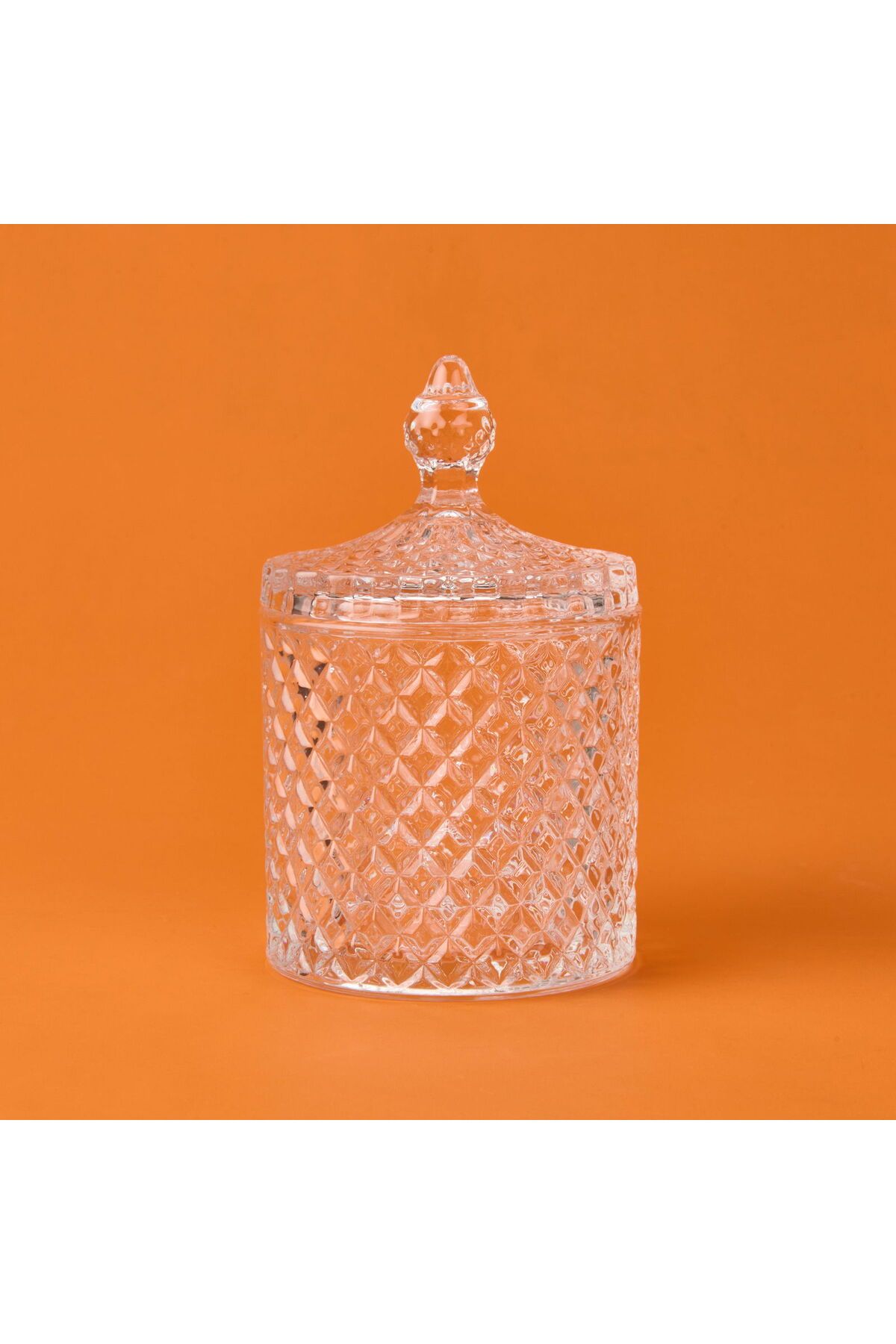 MATMEL Baklava Desen Cam Kristal Şekerlik - Şeffaf - 12 cm