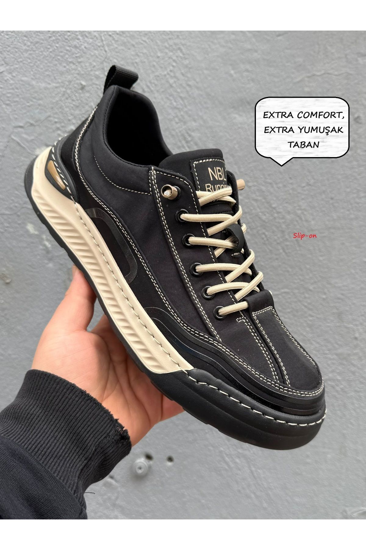 Nobel EXTRA COMFORT, EXTRA YUMUŞAK, LASTİK BAĞCIKLI ERKEK SNEAKER, İTHAL TABAN