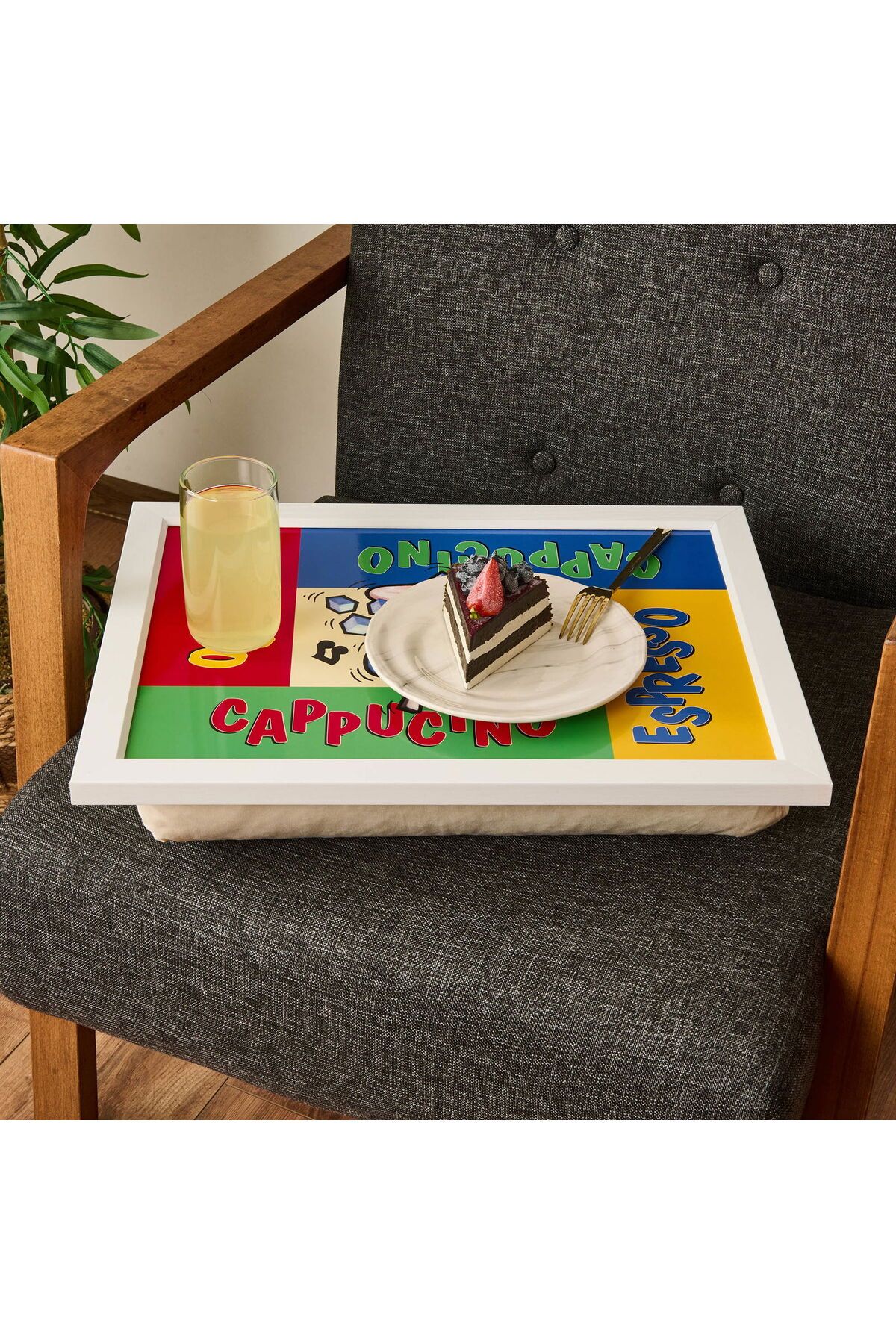 MATMEL Design Cappuccino Espresso Tepsili Diz Minderi - Renkli - 34x48 cm